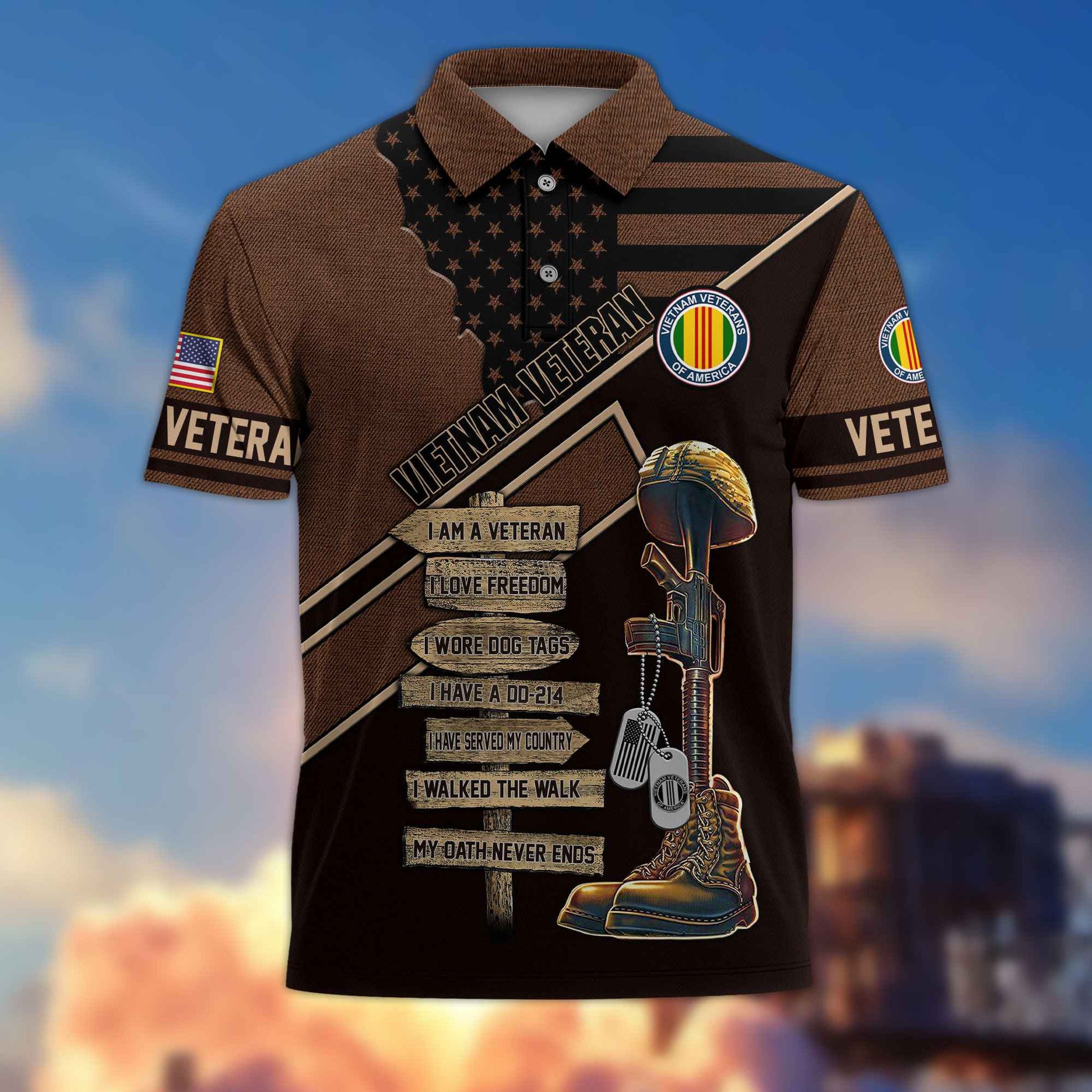 Premium US Veterans Polo Shirt BPHN190311, Gifts For US Veterans, Gifts For Dad, For Husband, Gifts On Father's Day, Armed Forces Day, Independence Day, Veterans Day.