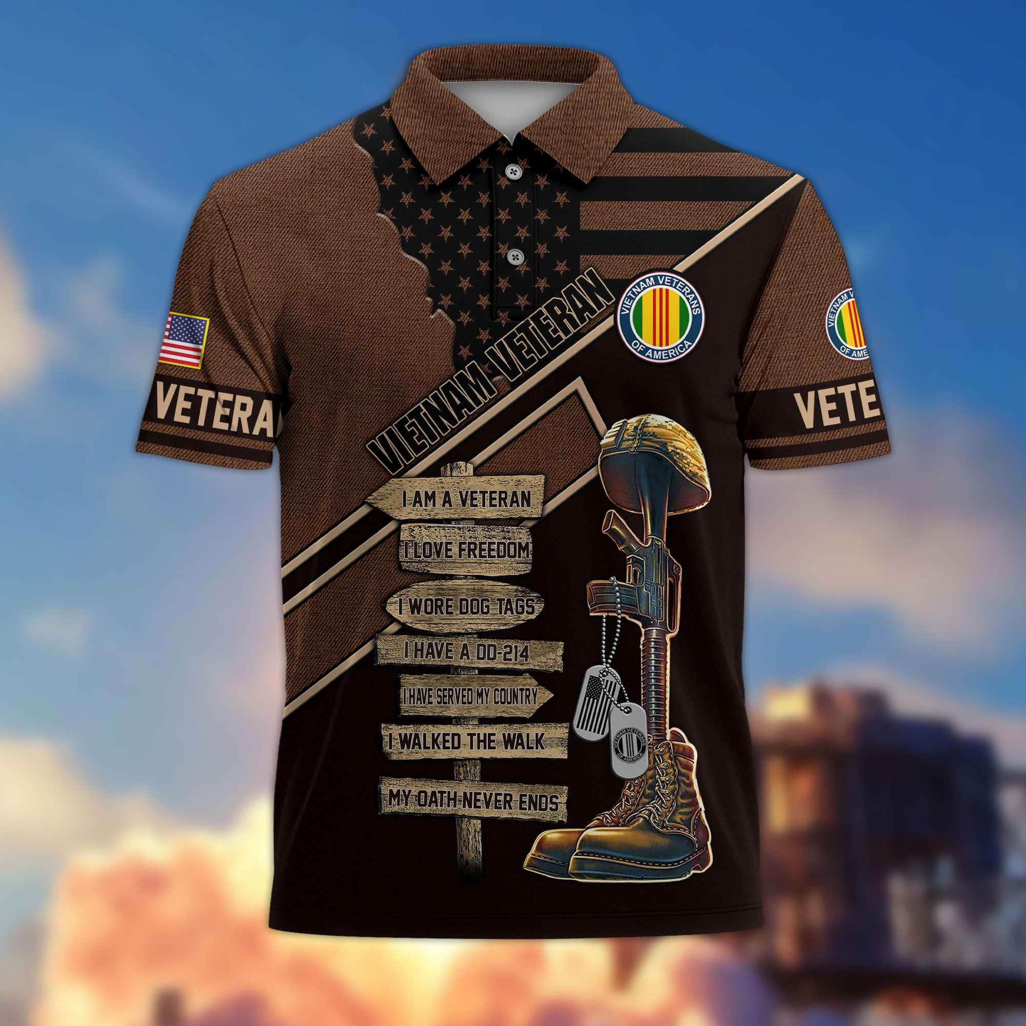 Premium US Veterans Polo Shirt BPHN190311, Gifts For US Veterans, Gifts For Dad, For Husband, Gifts On Father's Day, Armed Forces Day, Independence Day, Veterans Day.