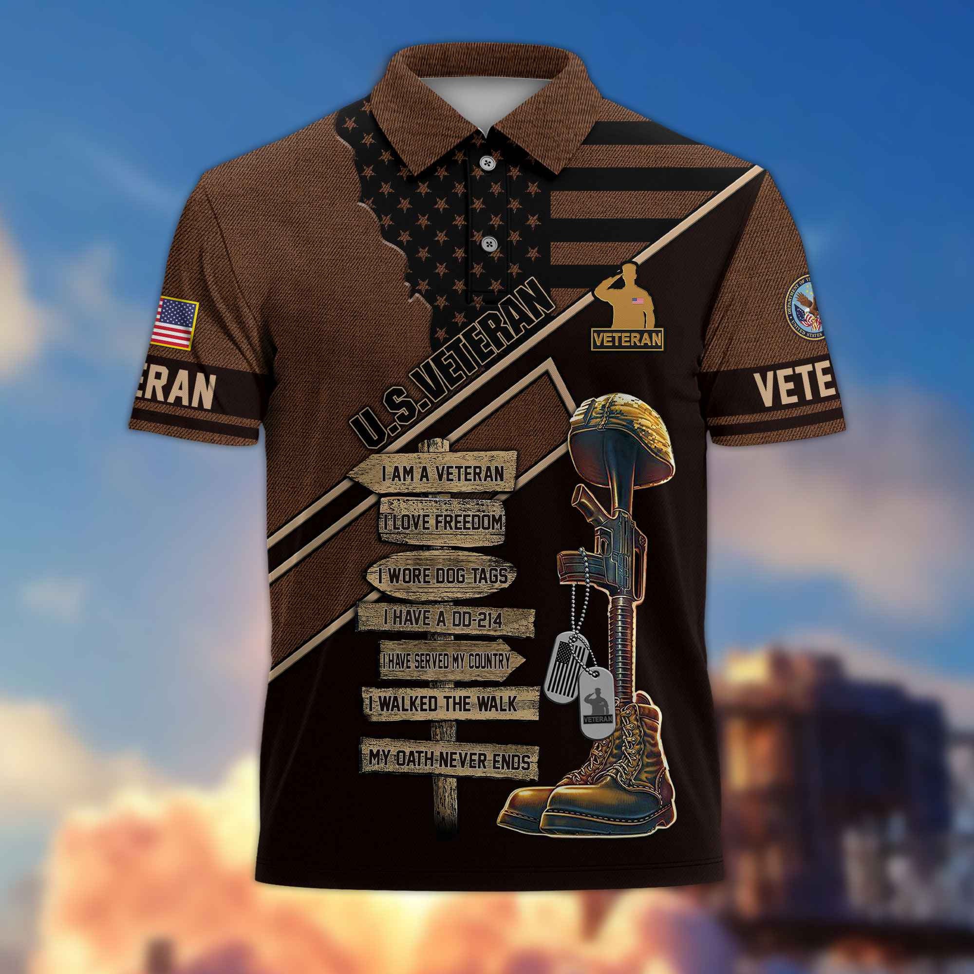 Premium US Veterans Polo Shirt BPHN190311, Gifts For US Veterans, Gifts For Dad, For Husband, Gifts On Father's Day, Armed Forces Day, Independence Day, Veterans Day.