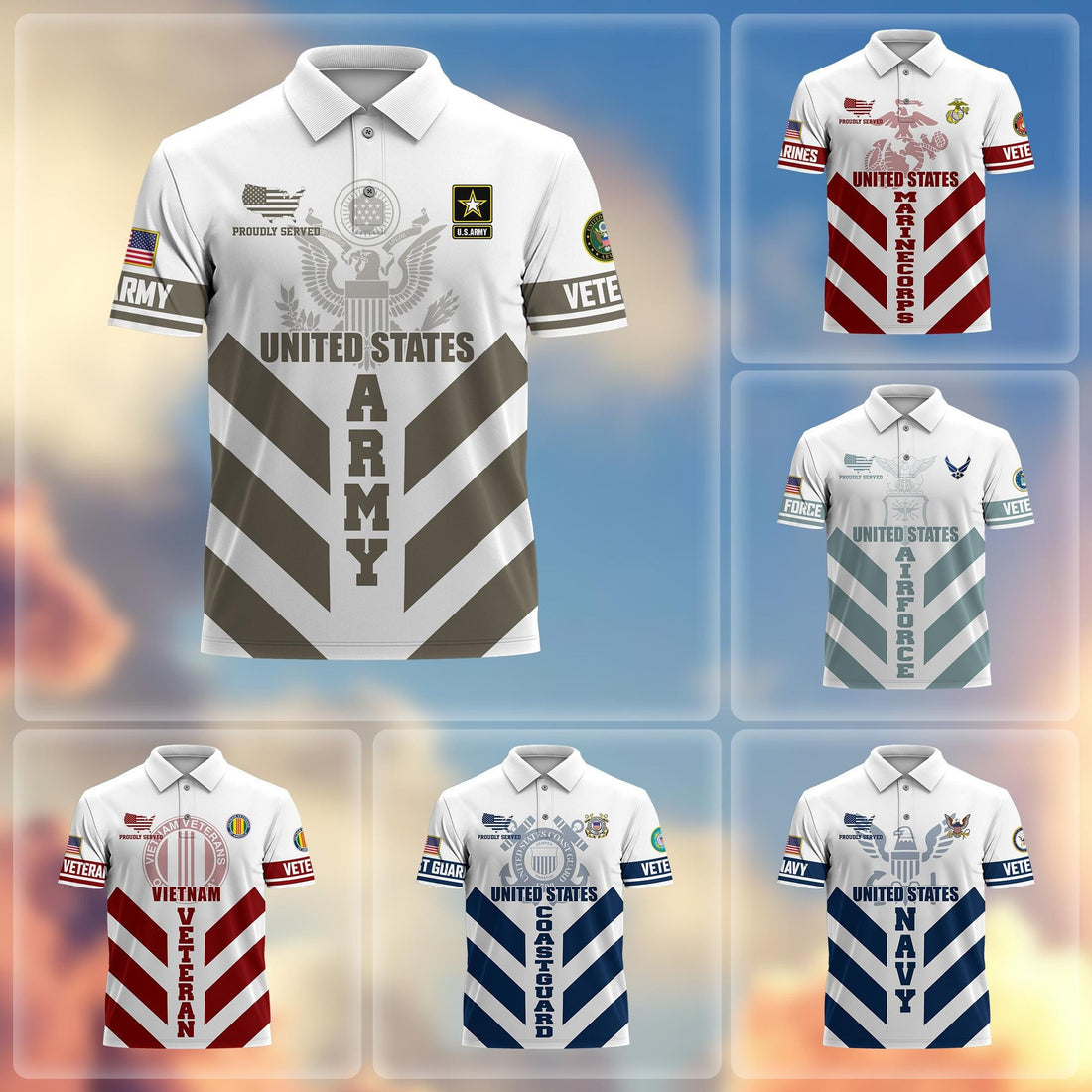 Premium US Veterans Polo Shirt BPHN280411, Gifts For US Veterans, Gifts On Father's Day, Armed Forces Day, Veterans Day.