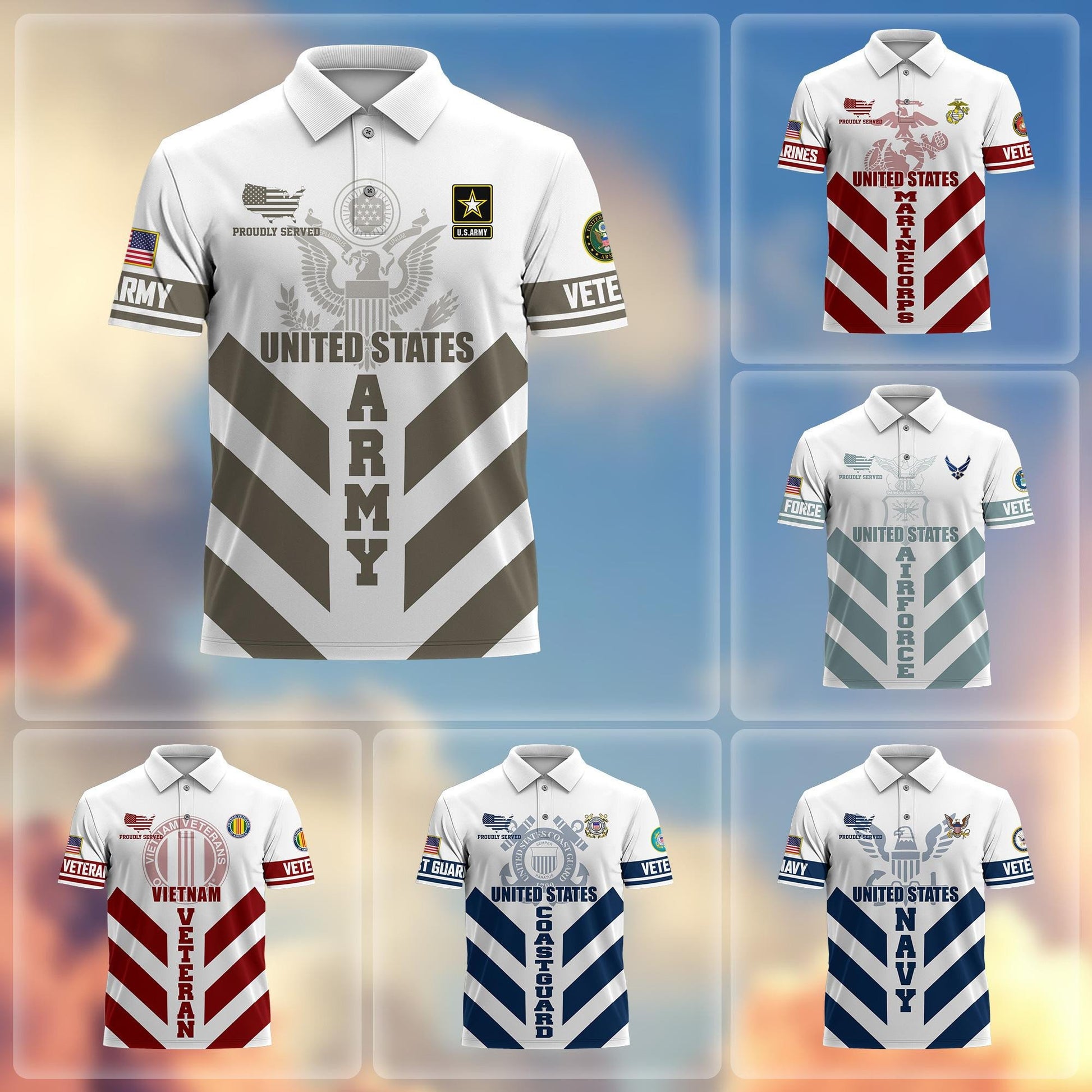 Premium US Veterans Polo Shirt BPHN280411, Gifts For US Veterans, Gifts On Father's Day, Armed Forces Day, Veterans Day.