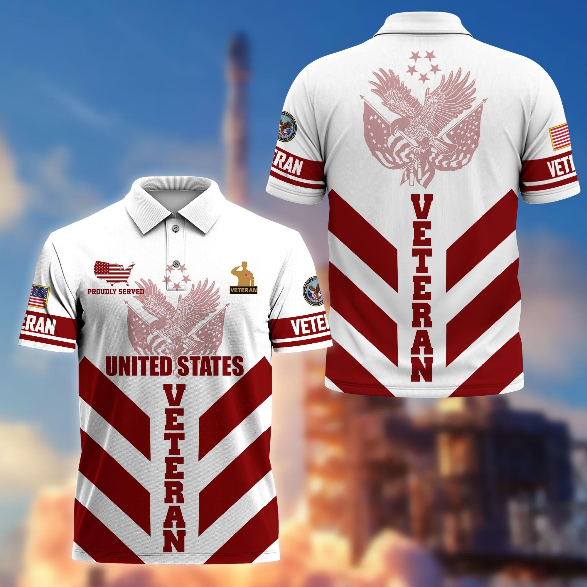 Premium US Veterans Polo Shirt BPHN280411, Gifts For US Veterans, Gifts On Father's Day, Armed Forces Day, Veterans Day.