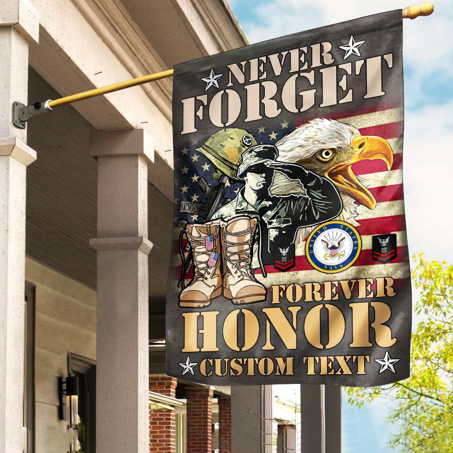 Premium Custom US Navy Veteran Flag VPVC110702, Gift For Navy Veteran, American Flag, Patriotic Flag, Garden Flag, House Flag