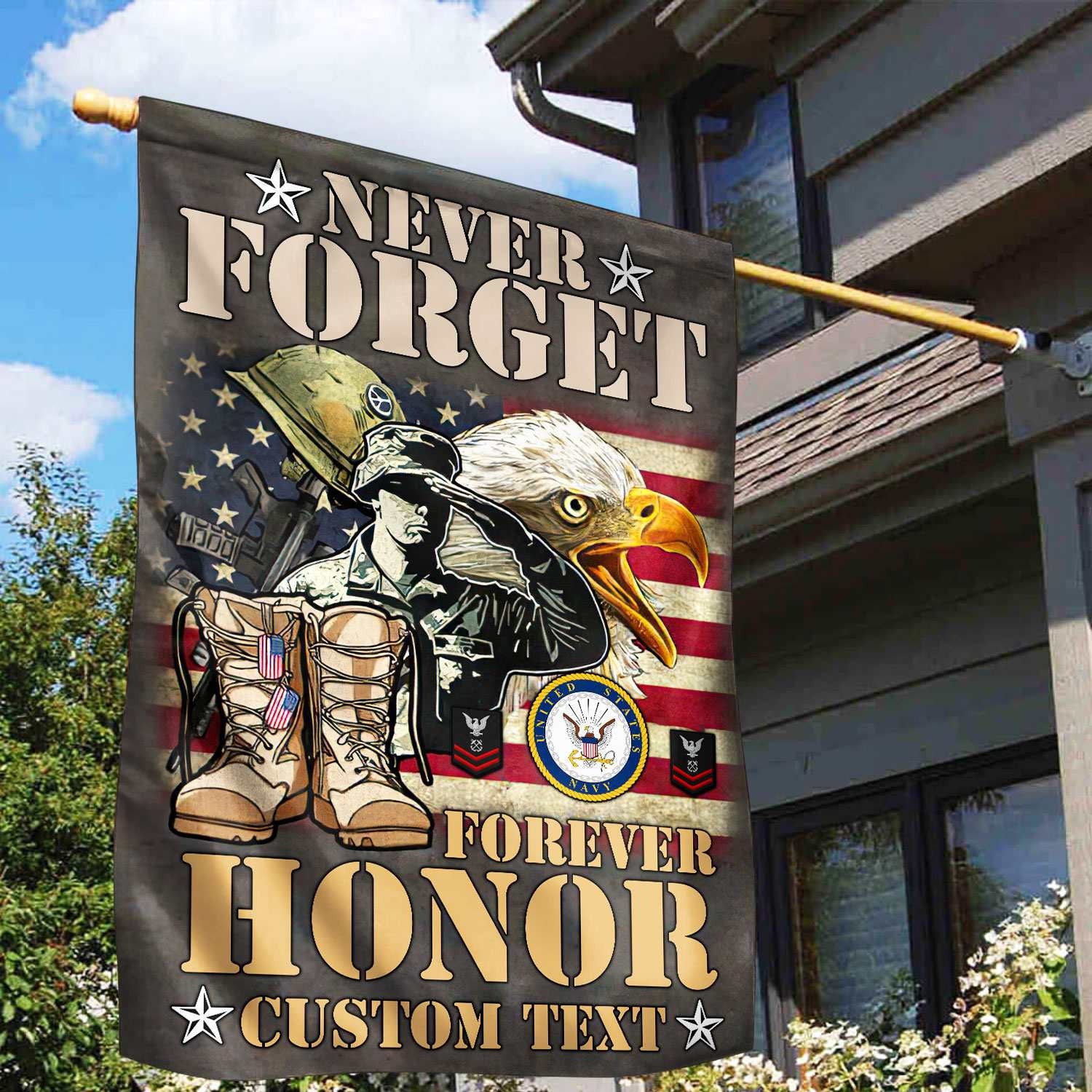 Premium Custom US Navy Veteran Flag VPVC110702, Gift For Navy Veteran, American Flag, Patriotic Flag, Garden Flag, House Flag