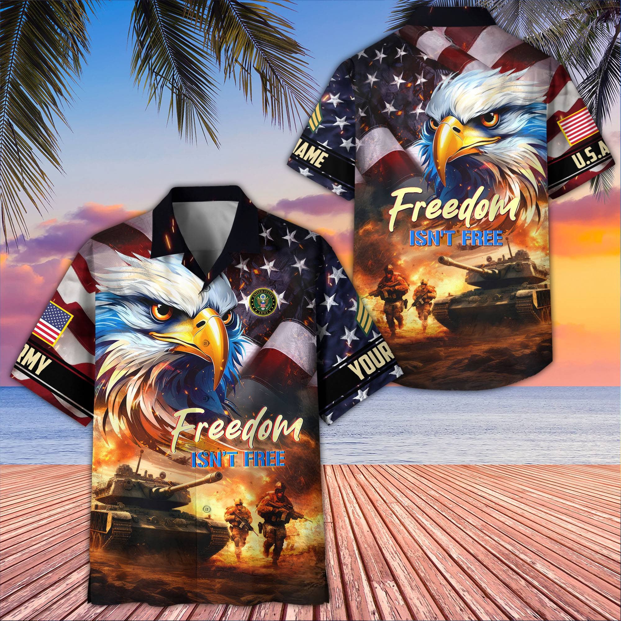 Unique Custom Name, Rank, US Army Hawaiian Shirt VPVC405501, Gifts For Army Veteran, Best Gifts On Father's Day, Independence Day, Veterans Day.