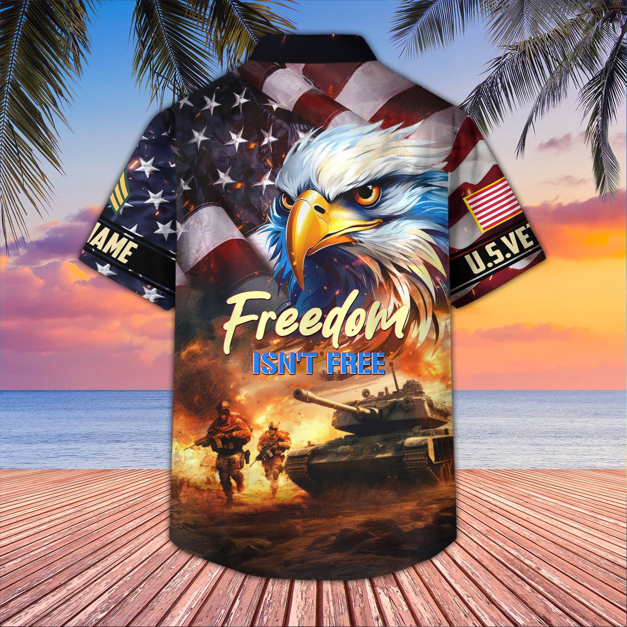 Unique Custom Name, Rank, US Veteran Hawaiian Shirt VPVC405507, Gifts For US Veteran, Best Gifts On Father's Day, Independence Day, Veterans Day.