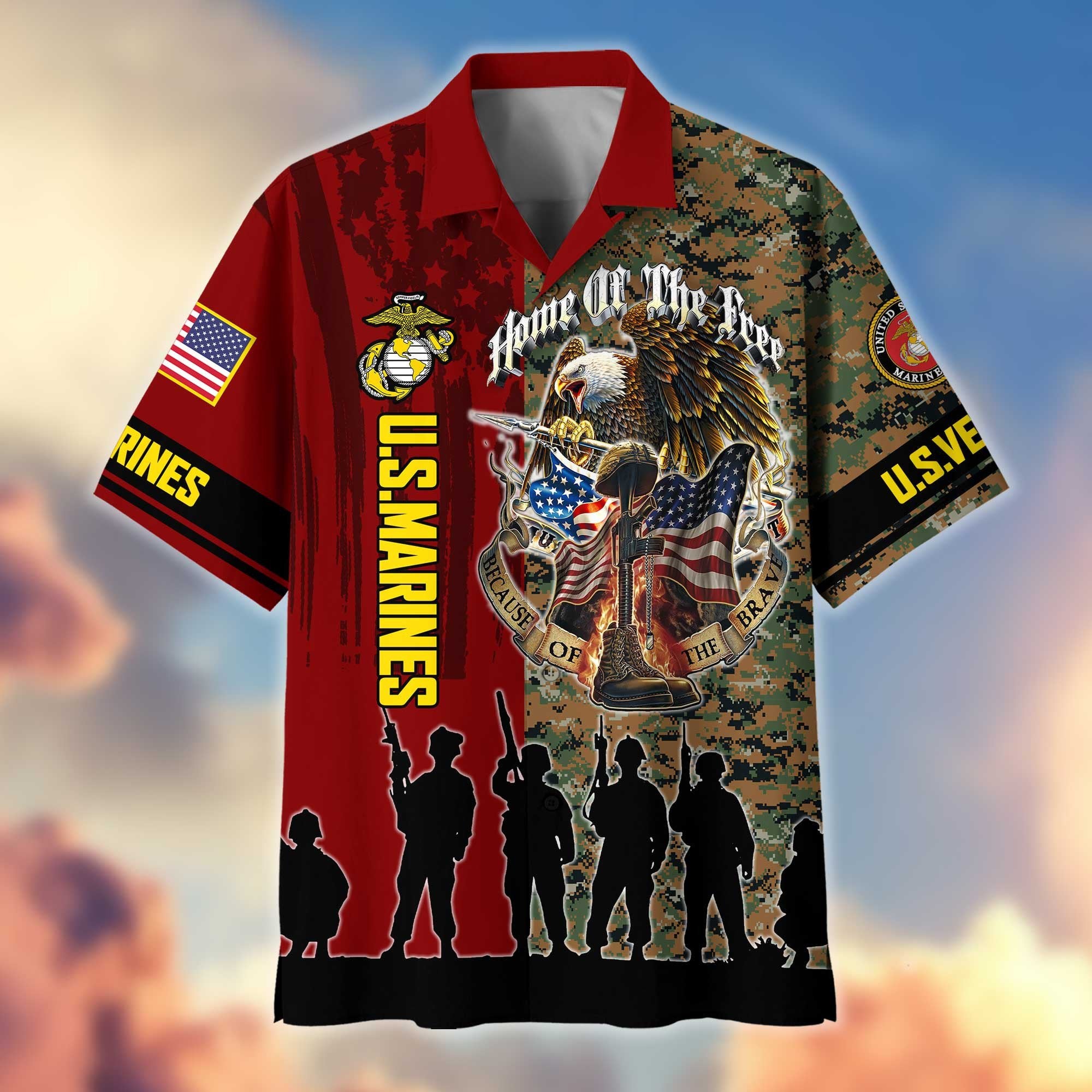 Premium USMC Hawaiian Shirt VPVC404503 Gifts For Marine Veteran, Best Gifts On Father's Day, Armed Forces Day, Independence Day, Veterans Day.