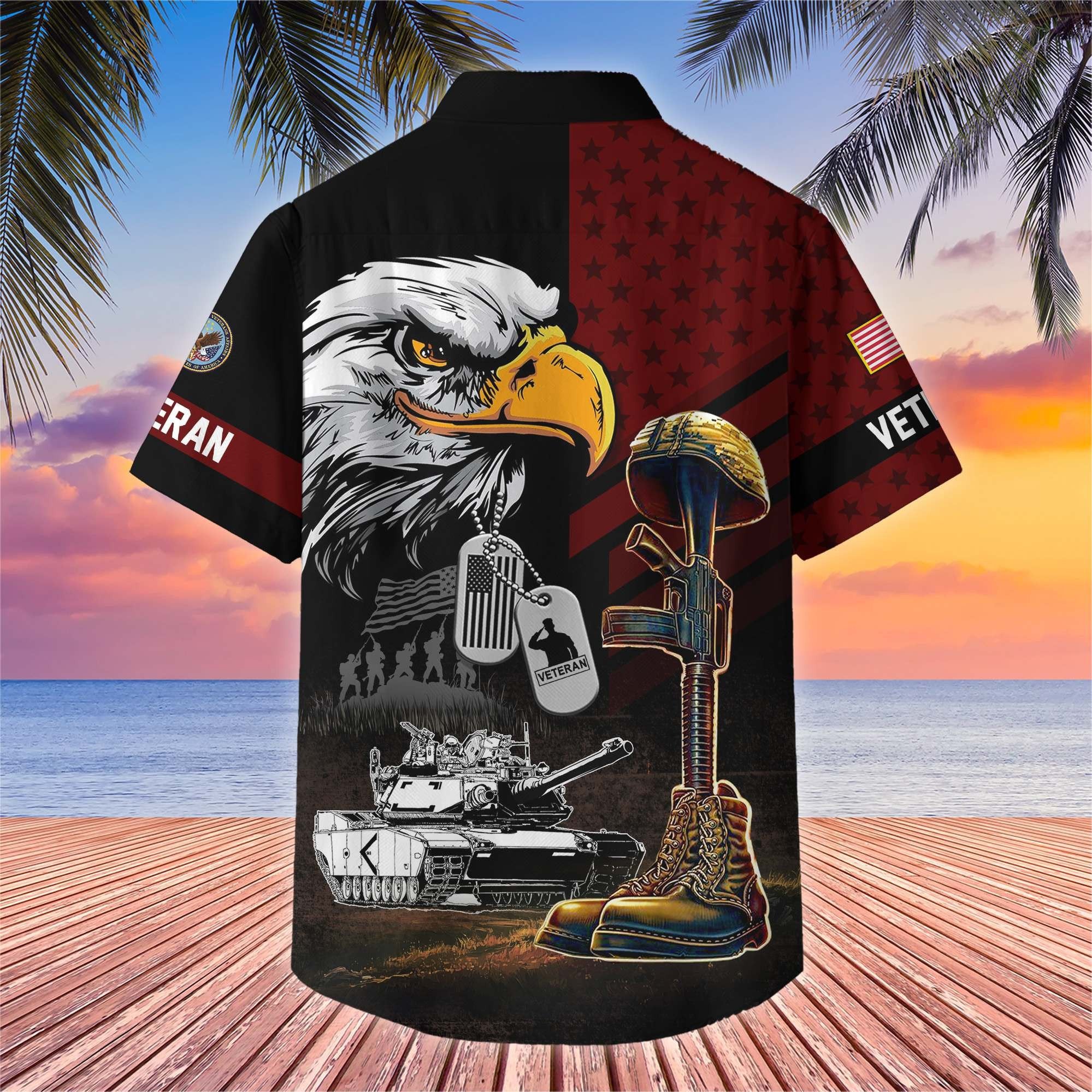 Premium US Veterans Hawaiian Shirt BPHN230512, Gifts For US Veterans, Gifts On Father's Day, Armed Forces Day, Veterans Day.