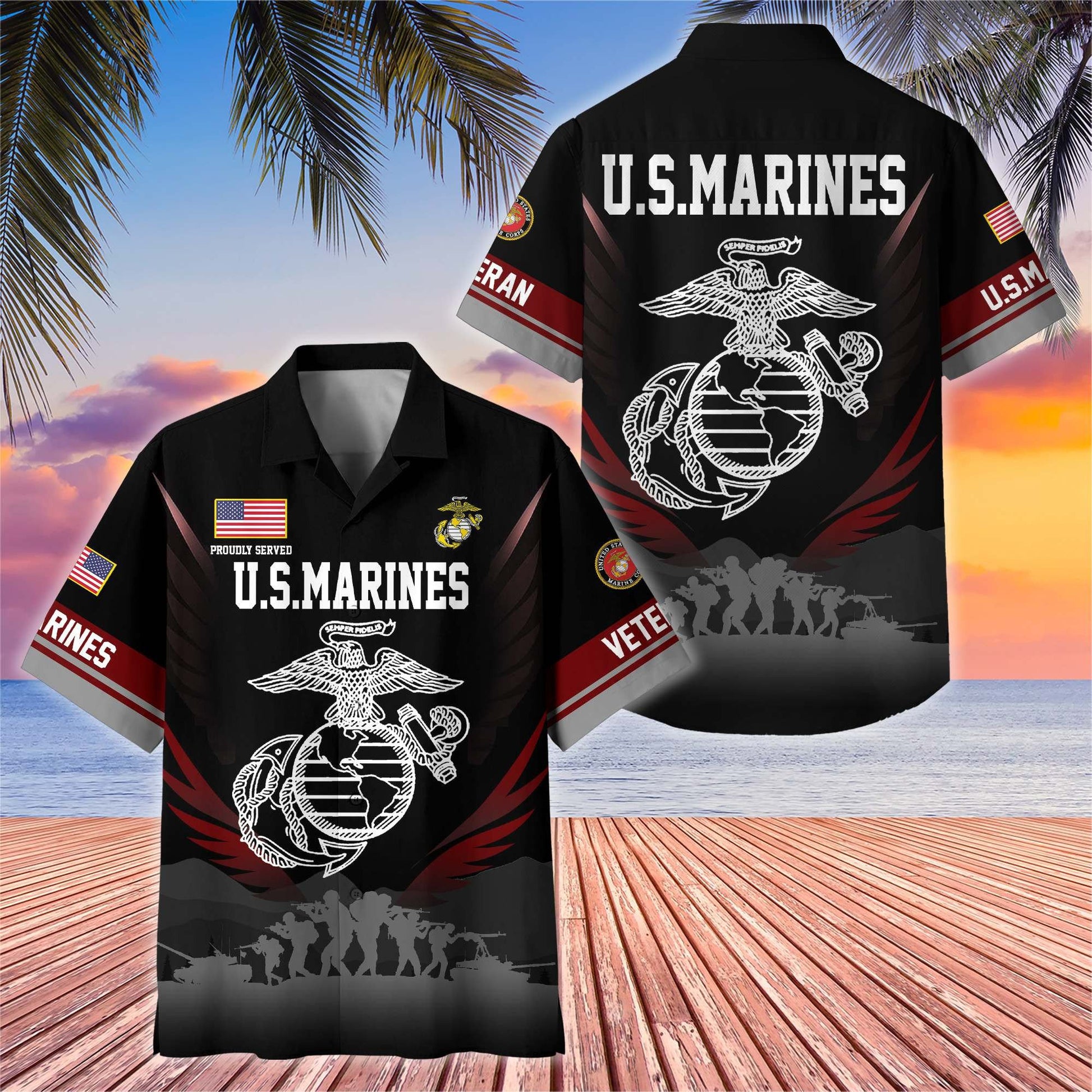 Premium US Veterans Hawaiian Shirt BPHN040612, Gifts For US Veterans, Gifts On Father's Day, Armed Forces Day, Veterans Day.