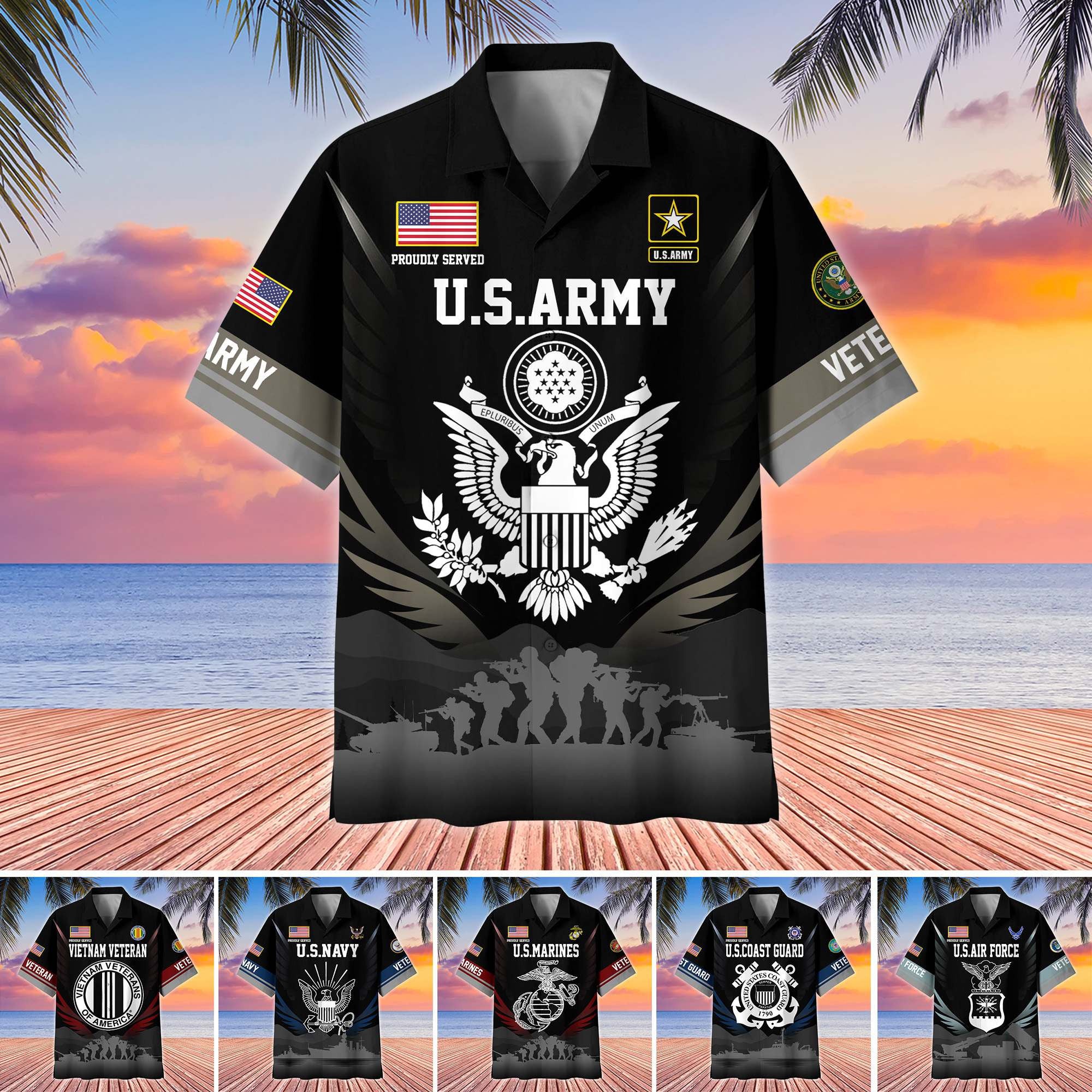 Premium US Veterans Hawaiian Shirt BPHN040612, Gifts For US Veterans, Gifts On Father's Day, Armed Forces Day, Veterans Day.