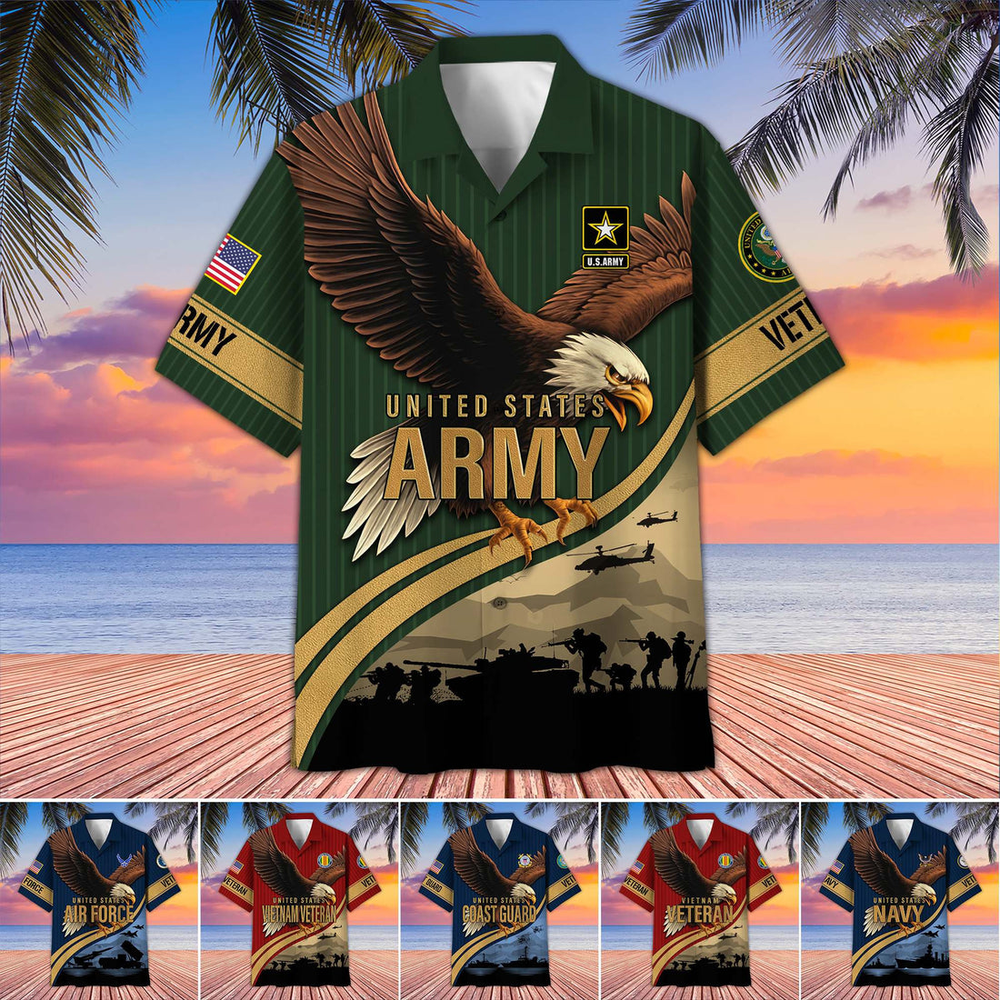 Premium US Veterans Hawaiian Shirt BPHN060611, Gifts For US Veterans, Gifts On Independence Day, Veterans Day.