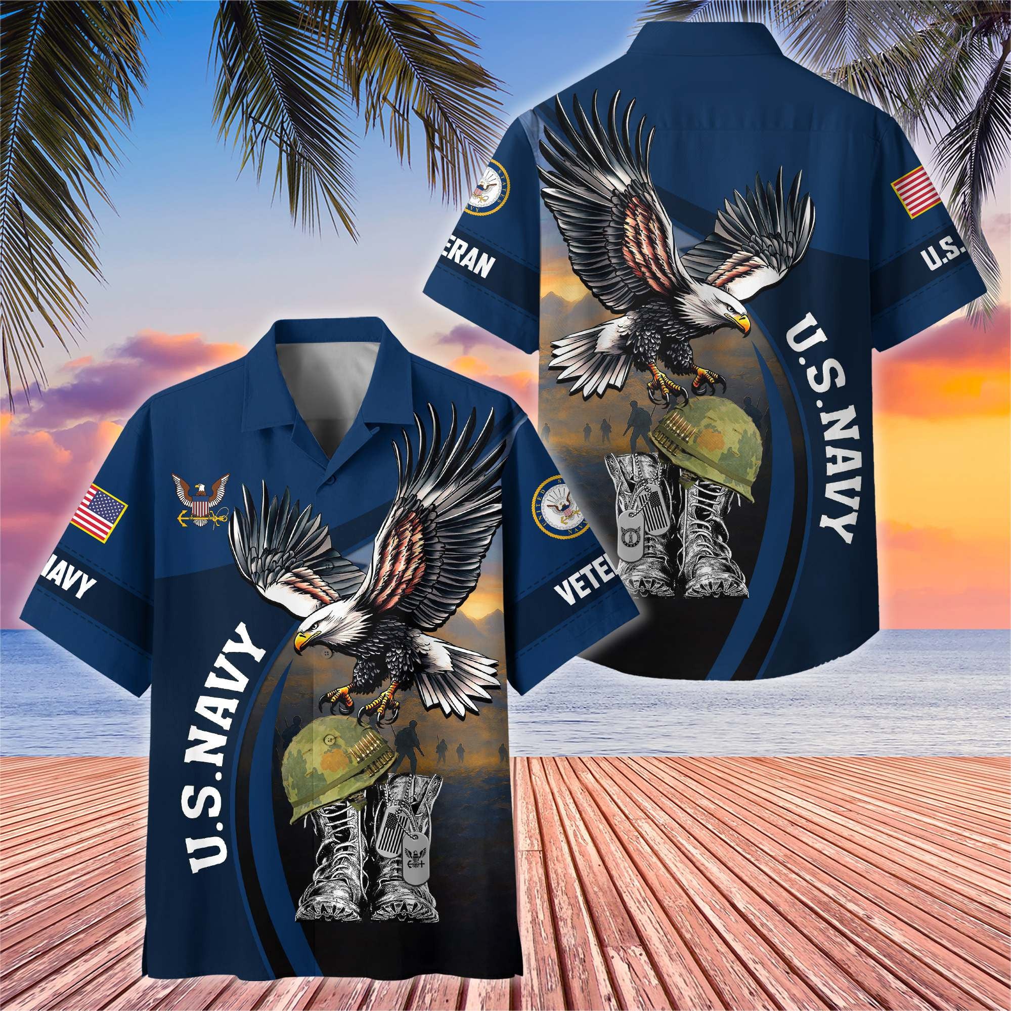 Premium US Veterans Hawaiian Shirt BPHN040611, Gifts For US Veterans, Gifts On Independence Day, Veterans Day.