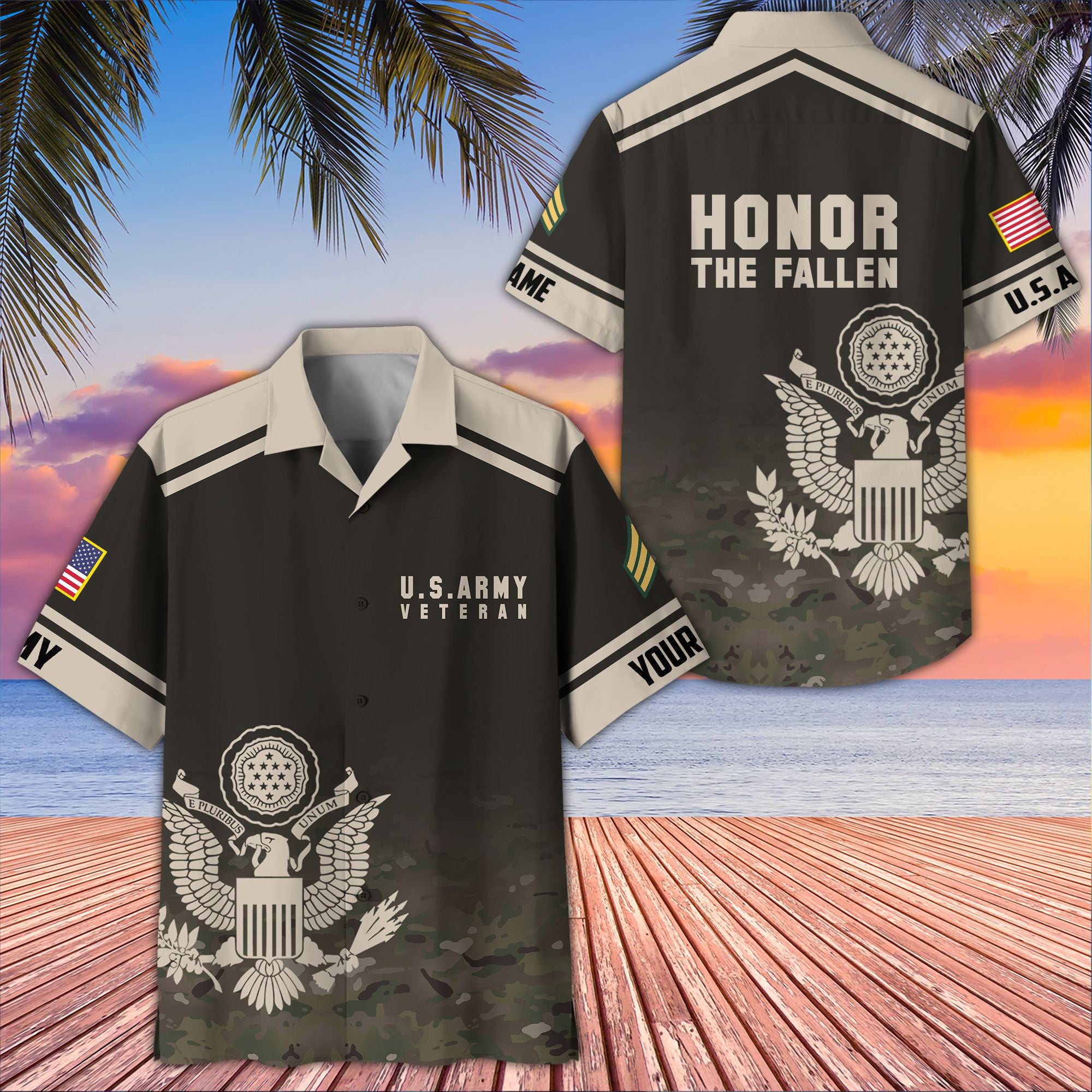 Premium Custom US Army Hawaiian Shirt VPVC407301, Gifts For Army Veteran, Best Gifts On Father's Day, Armed Forces Day, Independence Day, Veterans Day.