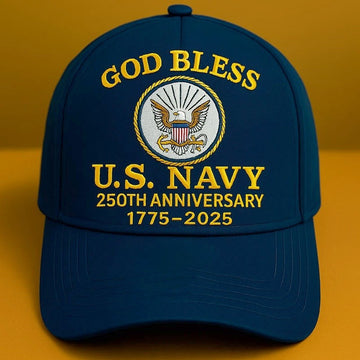 Premium US Navy Embroidered Hats VPVC307802, 250th Anniversary Navy Hat, Gifts For Navy Veteran, Gifts On Father's Day, Veterans Day.