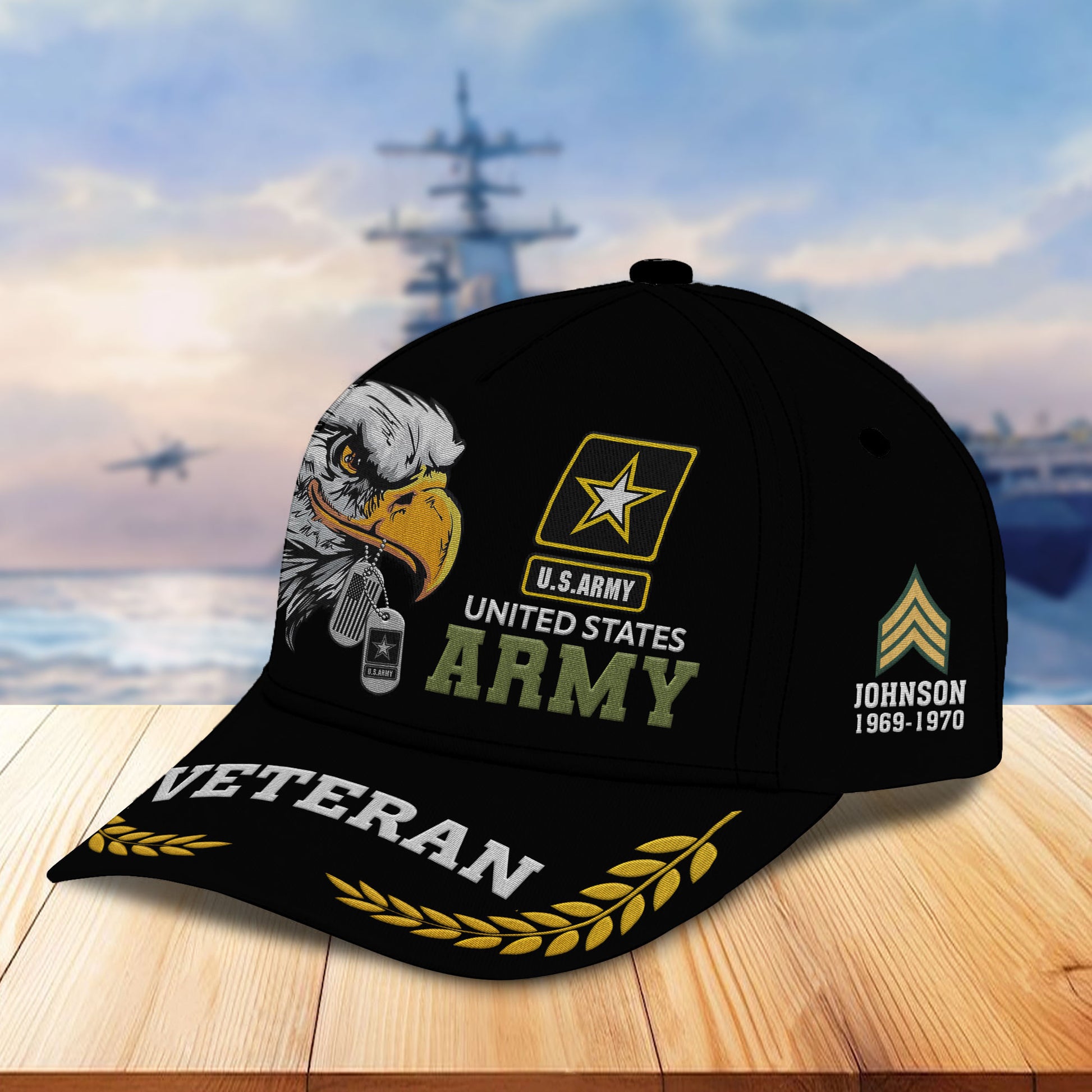Unique Custom Name, Rank, Year, US Army Embroidered Hats VPVC307001, Gifts For Army Veteran, Best Gifts On Father's Day, Independence Day, Veterans Day.