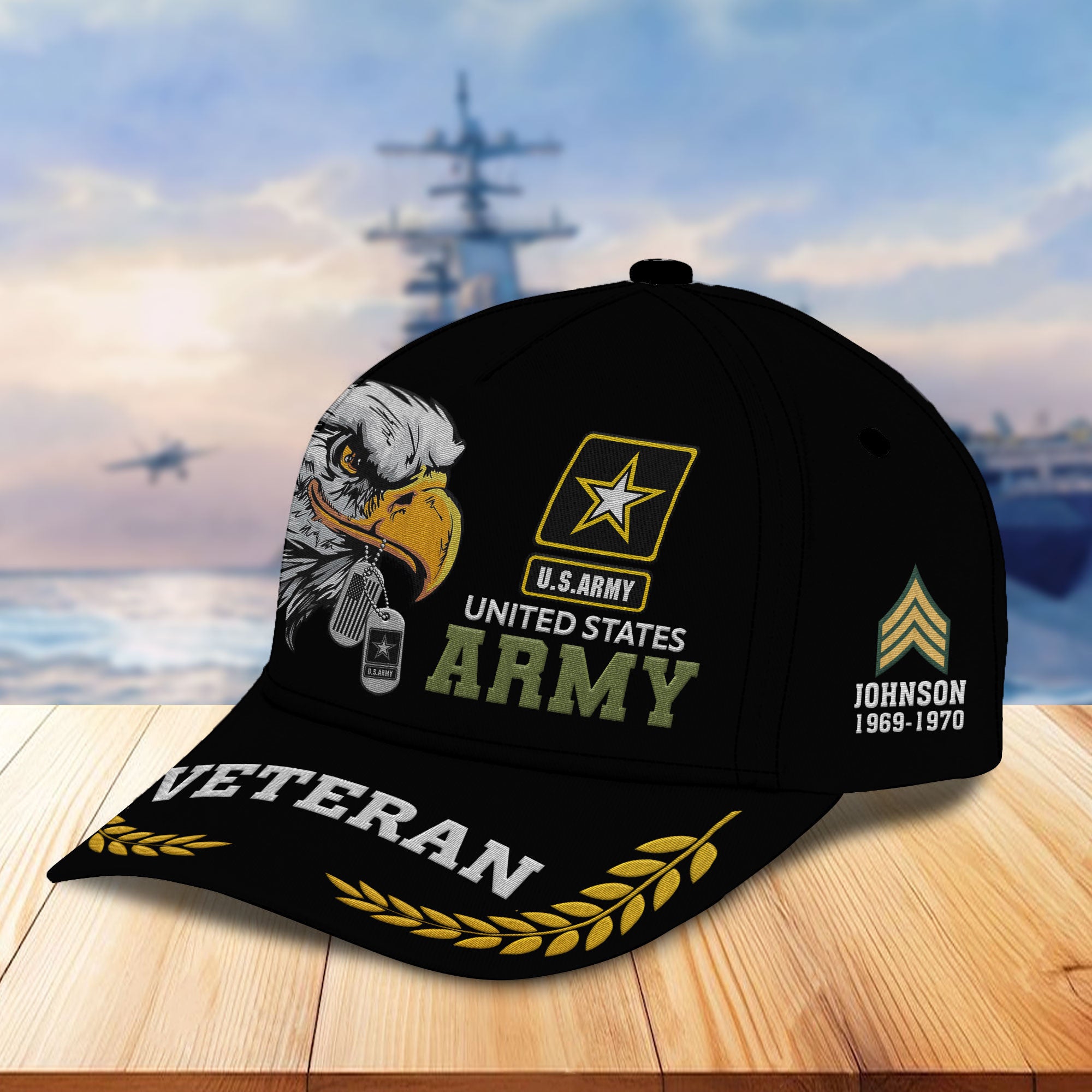 Unique Custom Name, Rank, Year, US Army Embroidered Hats VPVC307001, Gifts For Army Veteran, Best Gifts On Father's Day, Independence Day, Veterans Day.