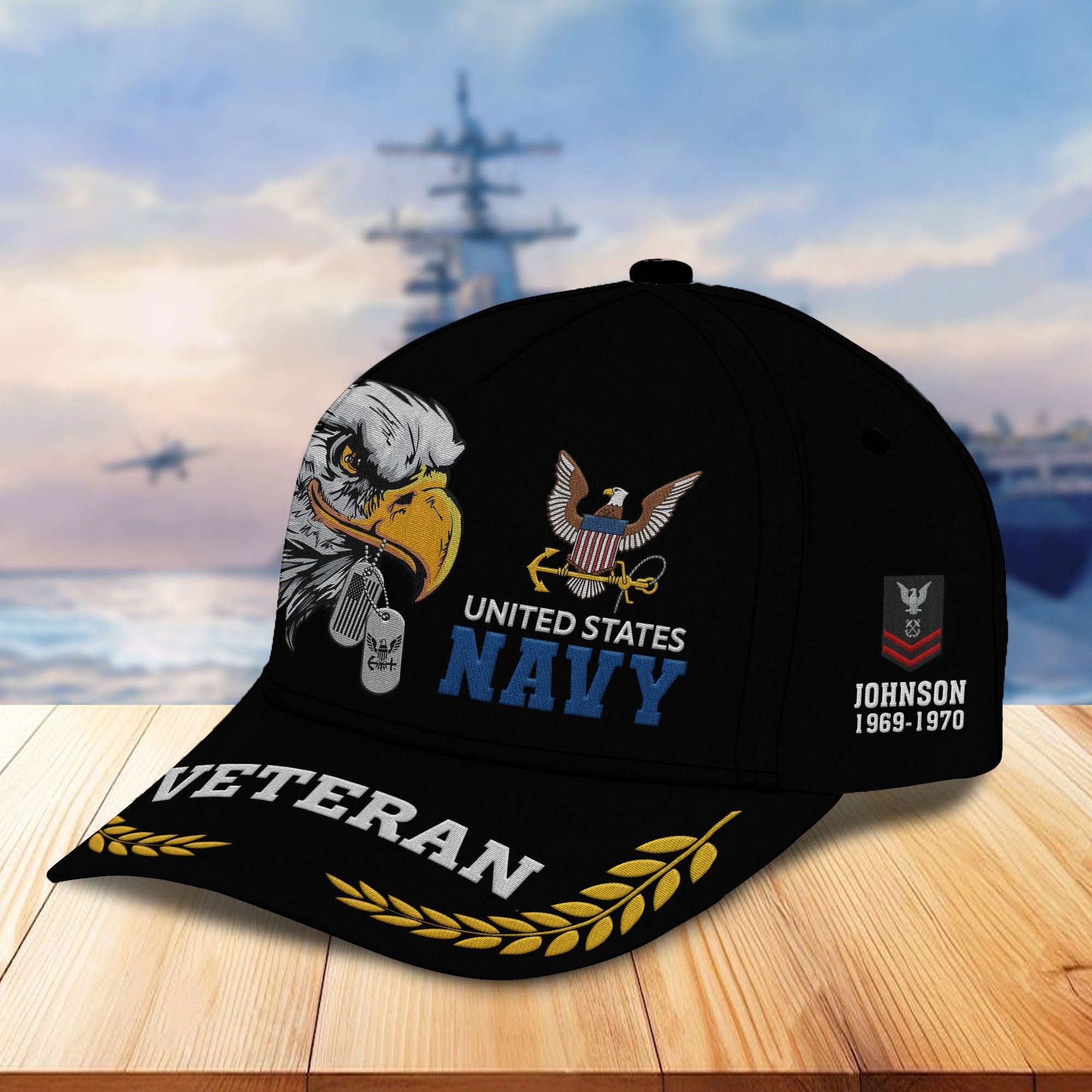 Unique Custom Name, Rank, Year, US Navy Embroidered Hats VPVC307002, Gifts For Navy Veteran, Best Gifts On Father's Day, Independence Day, Veterans Day.
