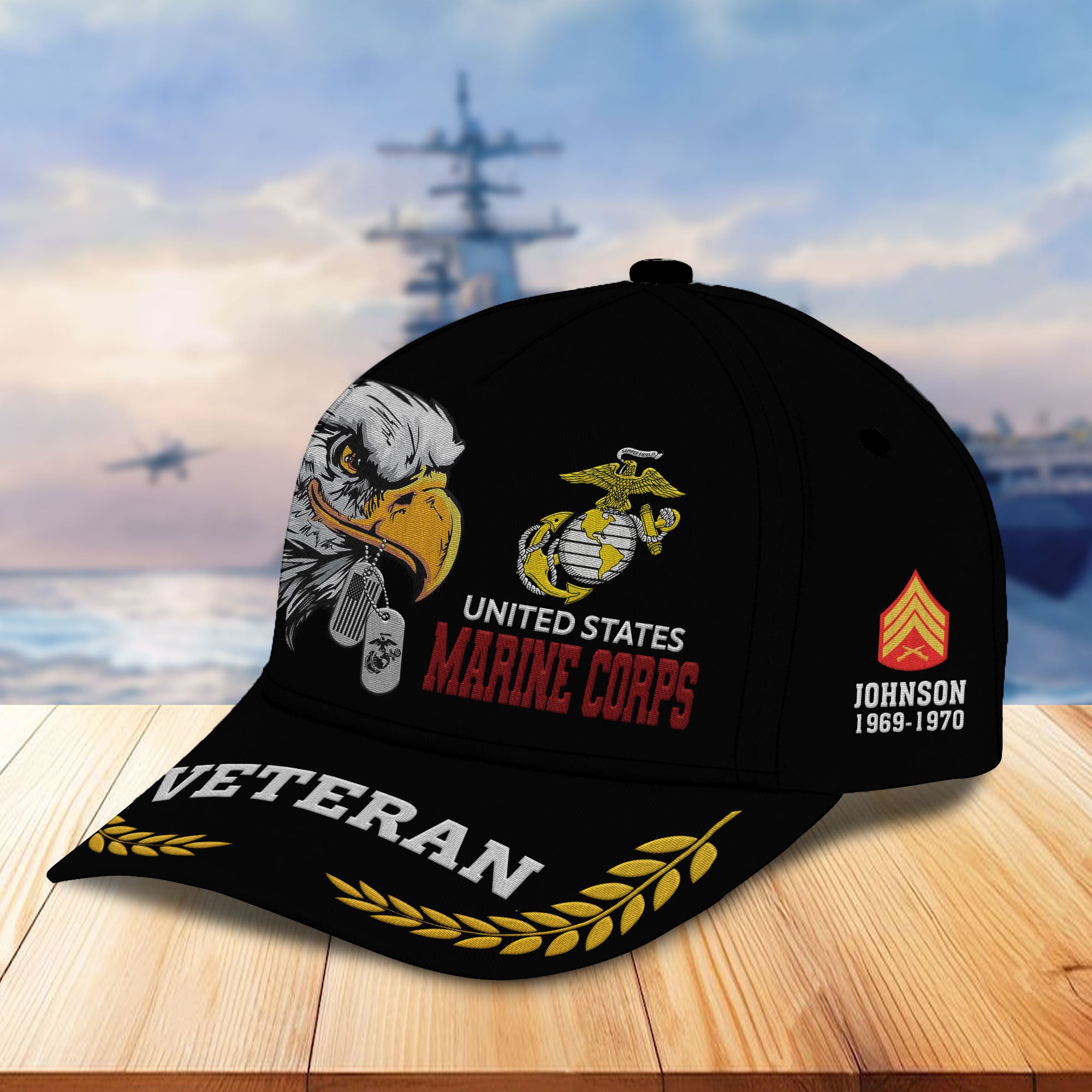 Unique Custom Name, Rank, Year, USMC Embroidered Hats VPVC307003, Gifts For Marine Veteran, Best Gifts On Father's Day, Independence Day, Veterans Day.