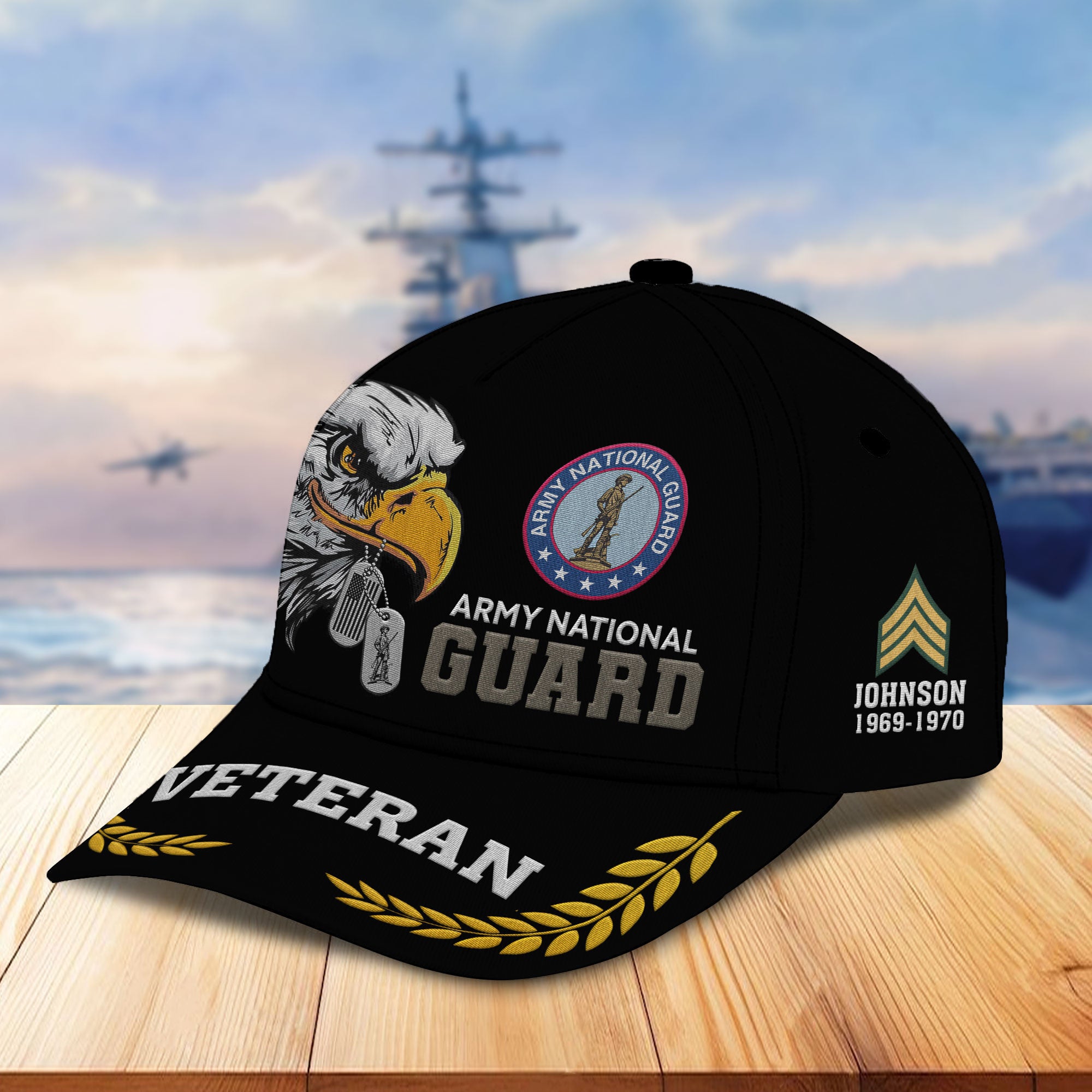 Unique Custom Name, Rank, Year, US Army National Guard Embroidered Hats VPVC307008, Gifts For Army National Guard Veteran, Best Gifts On Father's Day, Independence Day, Veterans Day.