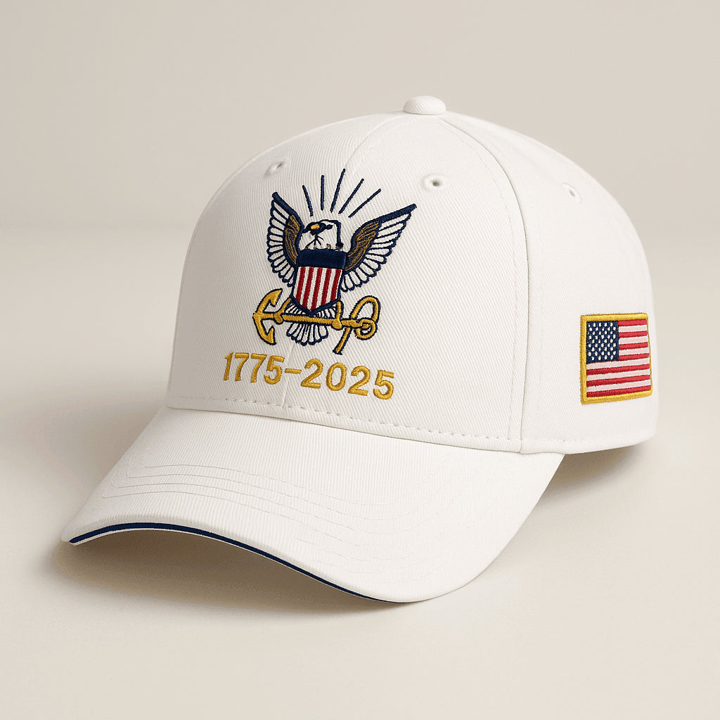 Premium US Navy Embroidered Hats VPVC307813, 250th Anniversary Navy Hat, Gifts For Navy Veteran, Gifts On Father's Day, Veterans Day.