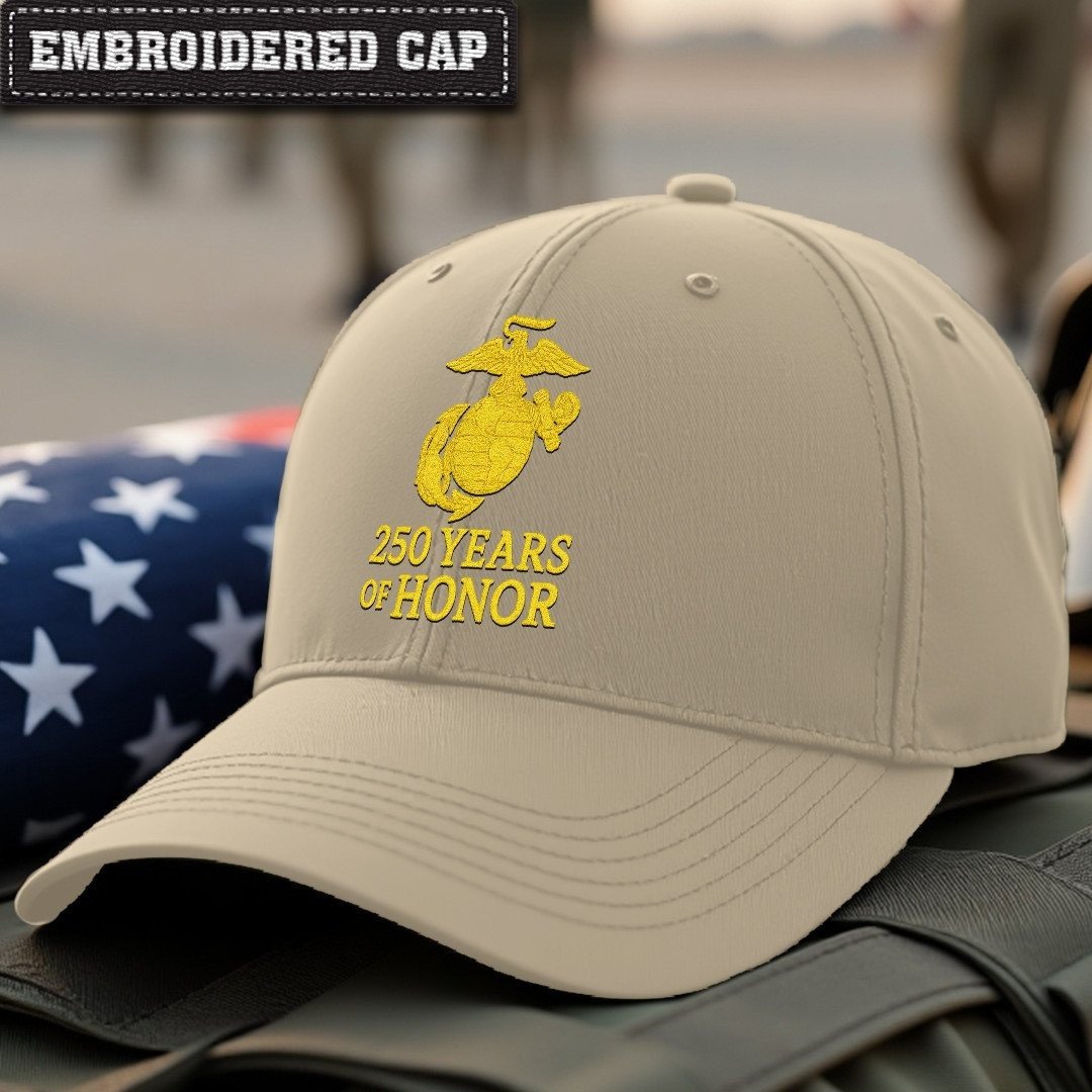 Premium USMC Embroidered Hats VPVC307859, 250th Anniversary Marine Corps Hat, Gifts For Marine Veteran, Gifts On Father's Day, Veterans Day.