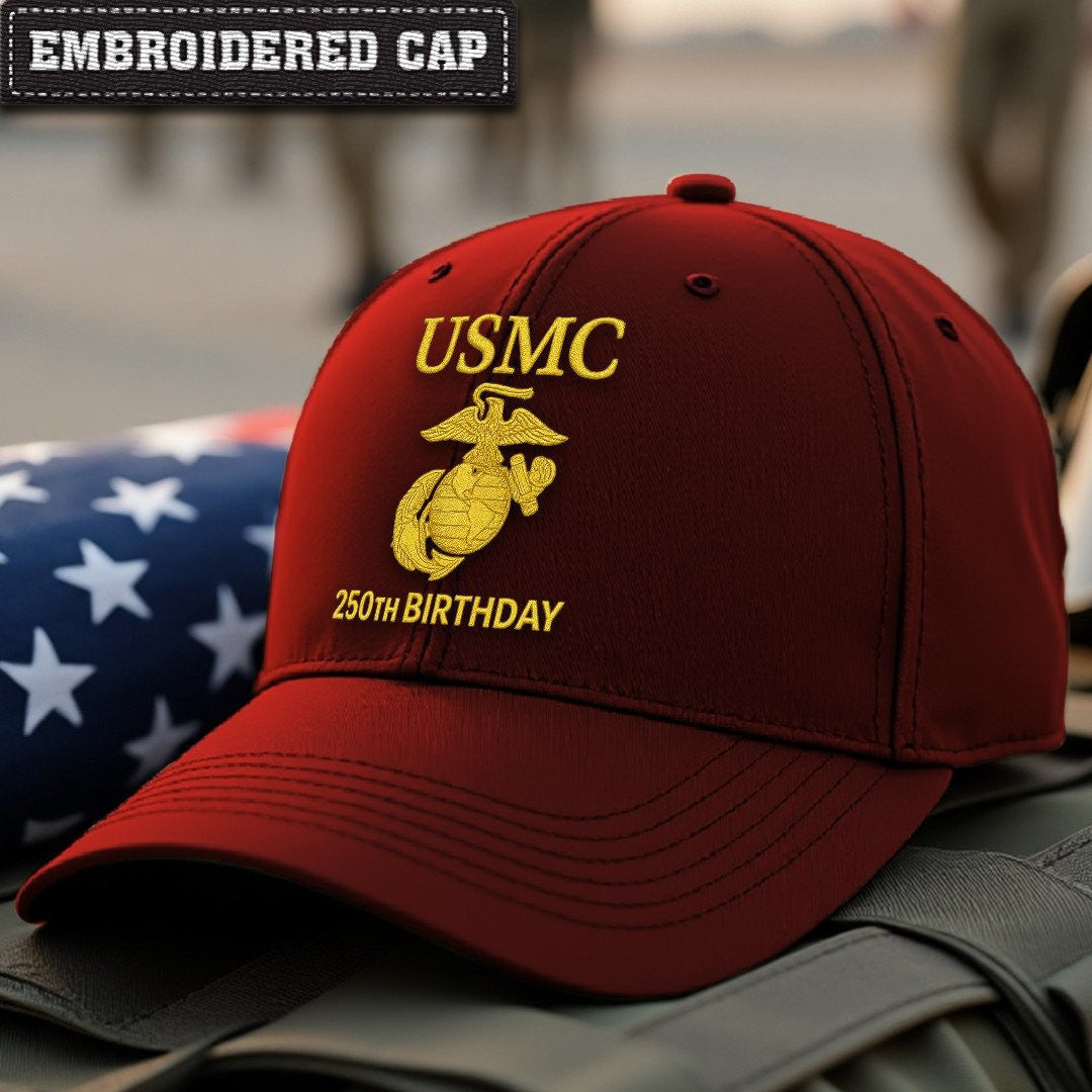 Premium USMC Embroidered Hats VPVC307867, 250th Anniversary Marine Corps Hat, Gifts For Marine Veteran, Gifts On Father's Day, Veterans Day.