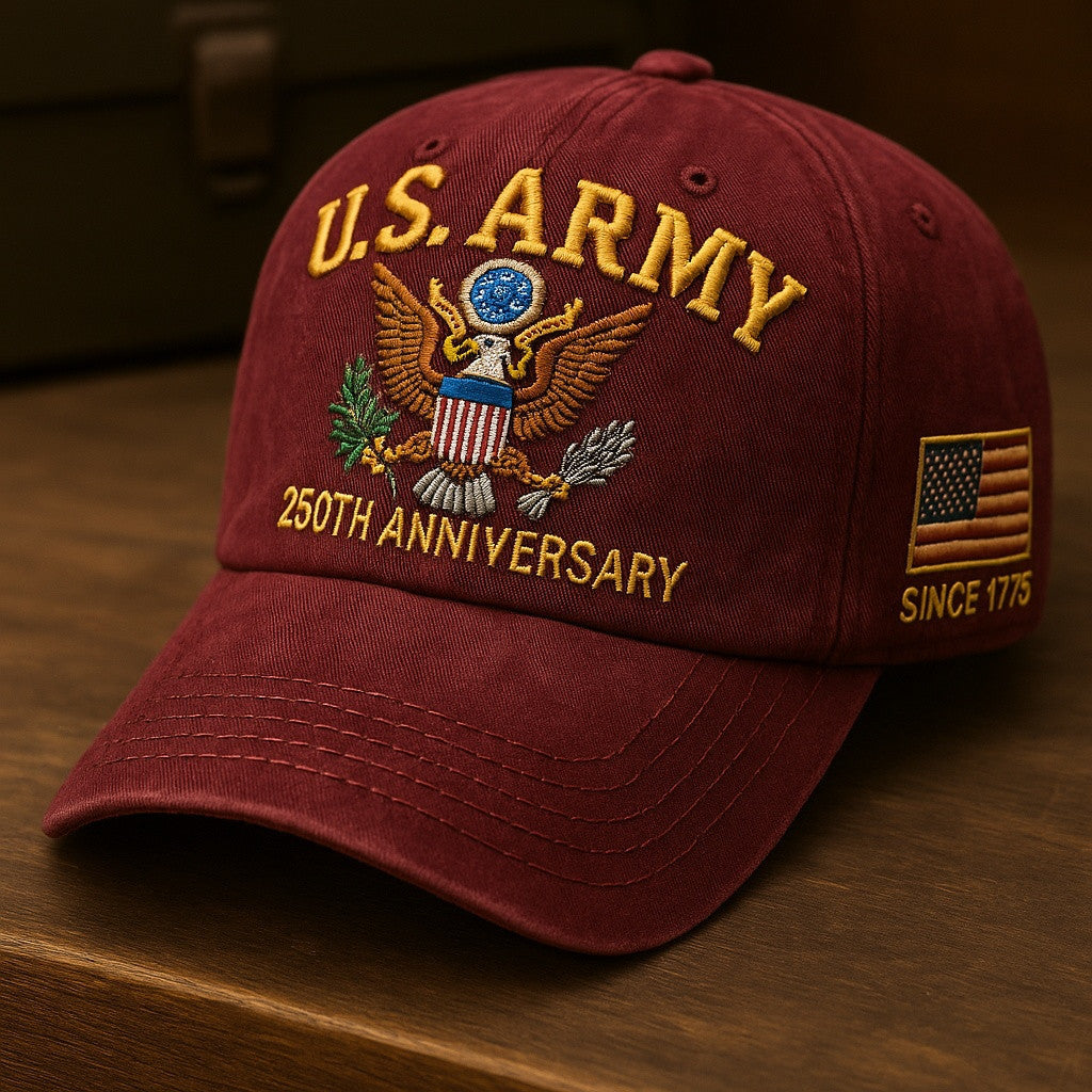 Premium 250th Anniversary Of The Army Embroidered Hats VPVC307935, Gifts For Army Veteran, Gifts On Father's Day, Veterans Day.