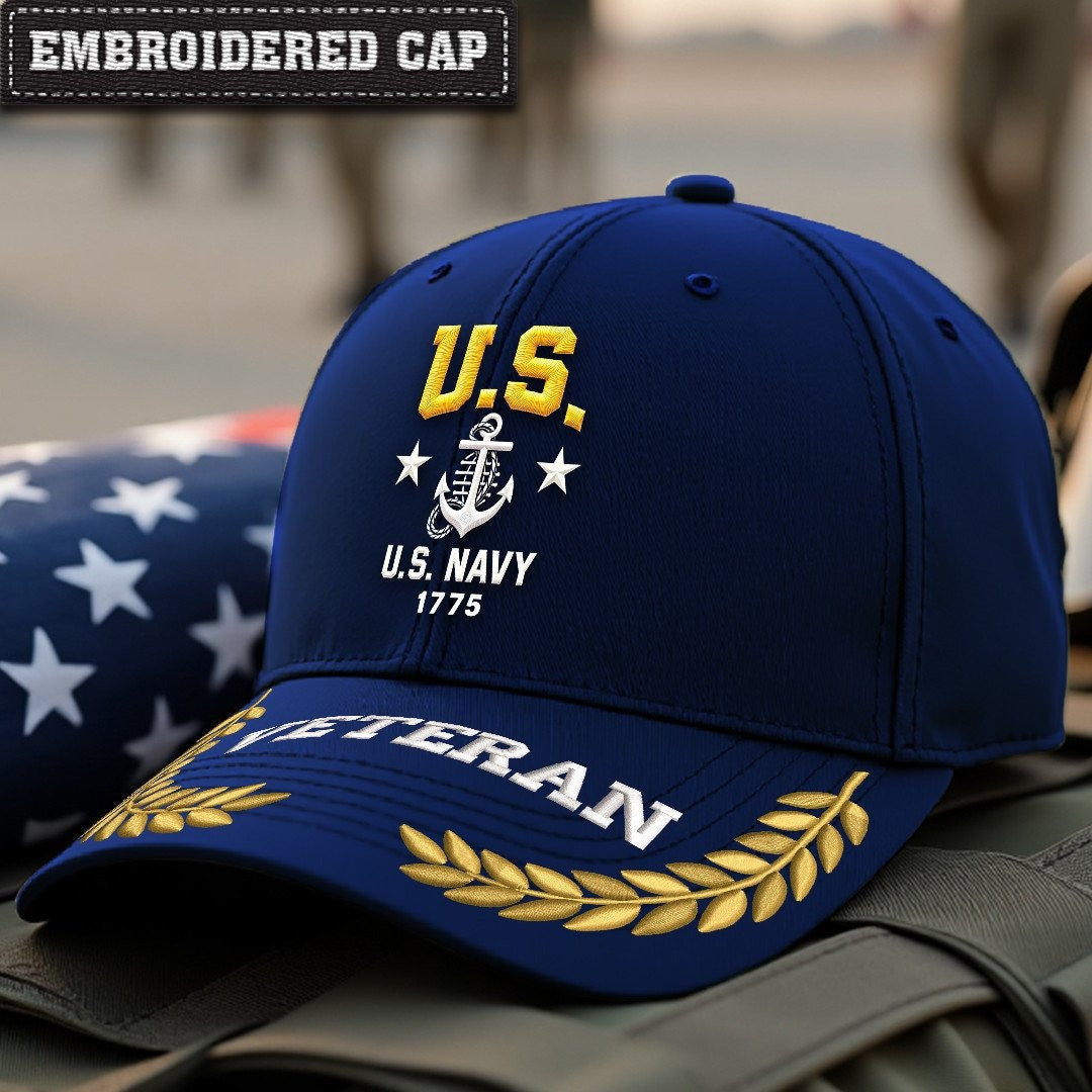 Premium US Navy Embroidered Hats VPVC307992, Gifts For Navy Veteran, Gifts On Father's Day, Armed Forces Day, Independence Day, Veterans Day.