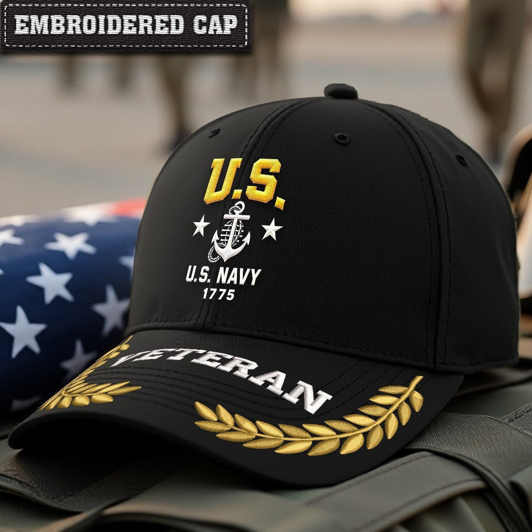 Premium US Navy Embroidered Hats VPVC307994, Gifts For Navy Veteran, Gifts On Father's Day, Armed Forces Day, Independence Day, Veterans Day.
