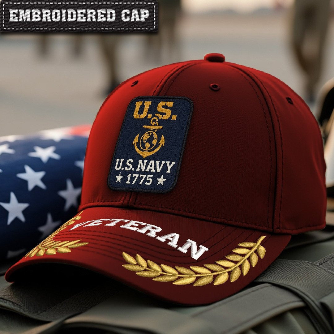 Premium US Navy Embroidered Hats VPVC307996, Gifts For Navy Veteran, Gifts On Father's Day, Armed Forces Day, Independence Day, Veterans Day.