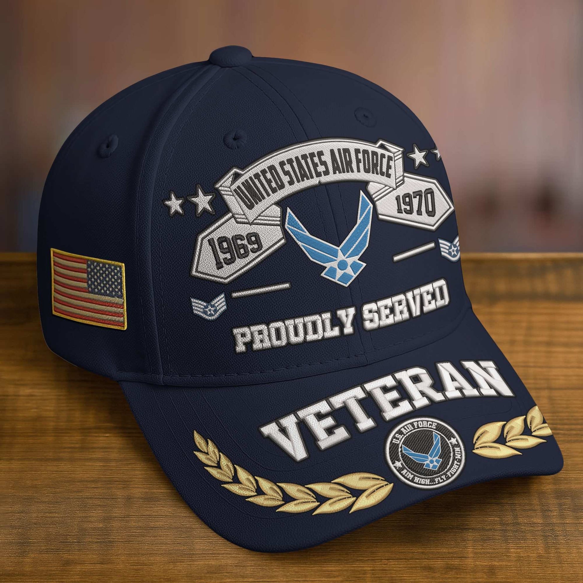 Premium Embroidered US Veterans Hats BPHN080711, Custom Rank & Years Of Sevice, Gift for US Veterans, Gift on Veterans Day