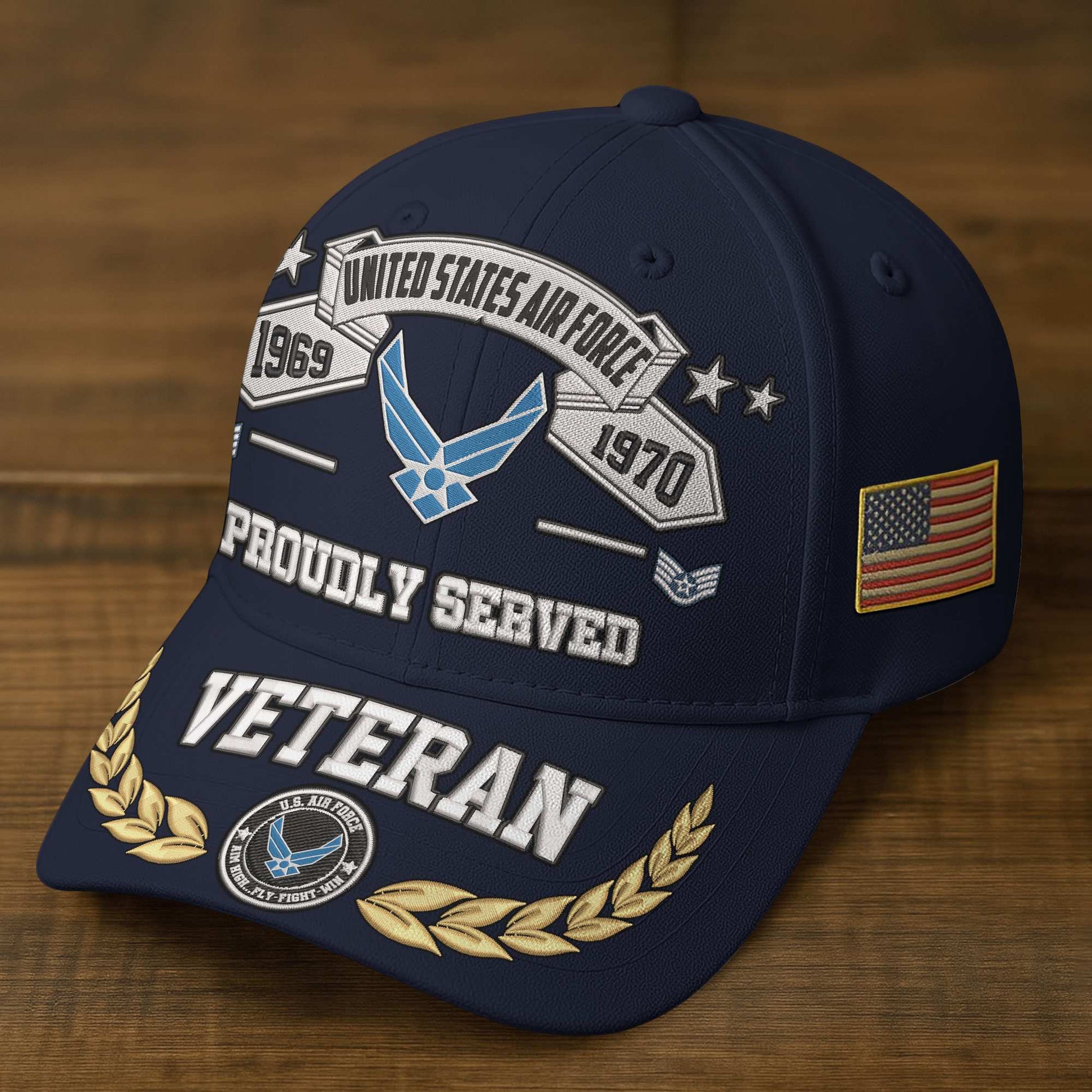 Premium Embroidered US Veterans Hats BPHN080711, Custom Rank & Years Of Sevice, Gift for US Veterans, Gift on Veterans Day