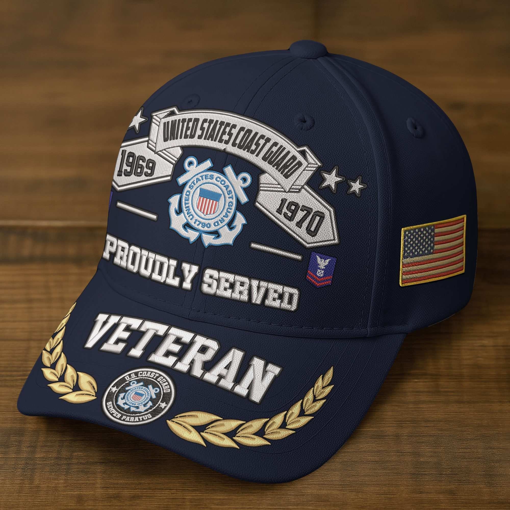 Premium Embroidered US Veterans Hats BPHN080711, Custom Rank & Years Of Sevice, Gift for US Veterans, Gift on Veterans Day