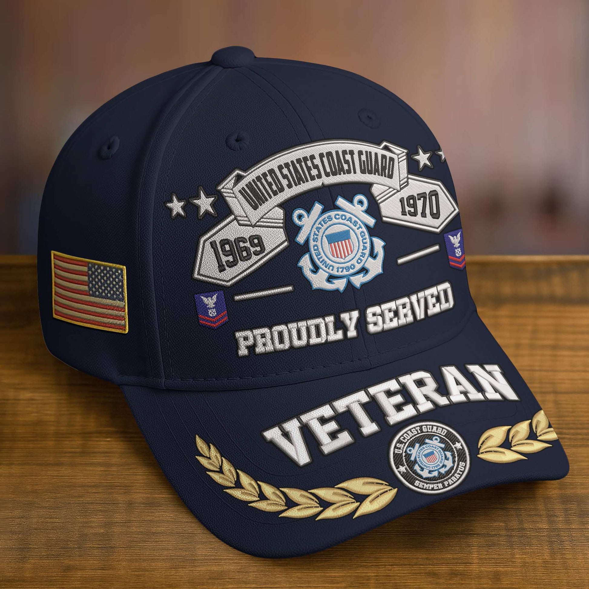 Premium Embroidered US Veterans Hats BPHN080711, Custom Rank & Years Of Sevice, Gift for US Veterans, Gift on Veterans Day