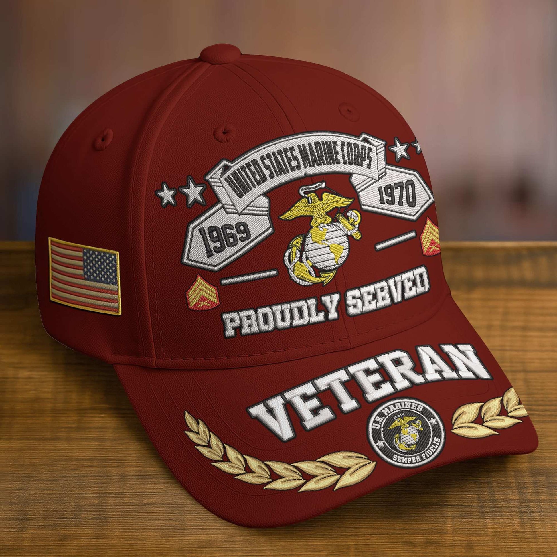 Premium Embroidered US Veterans Hats BPHN080711, Custom Rank & Years Of Sevice, Gift for US Veterans, Gift on Veterans Day