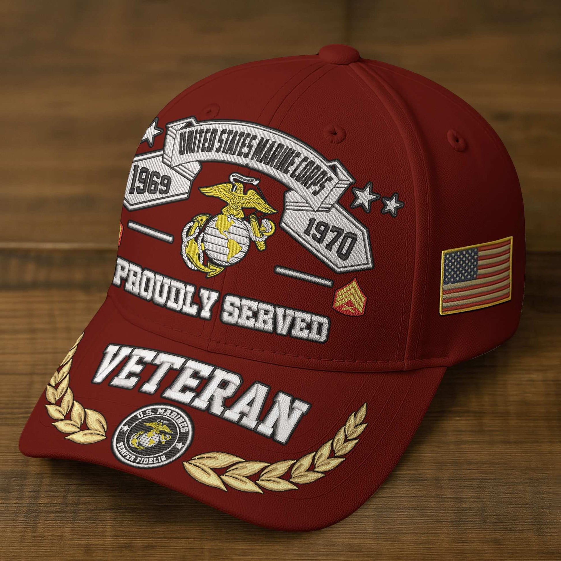 Premium Embroidered US Veterans Hats BPHN080711, Custom Rank & Years Of Sevice, Gift for US Veterans, Gift on Veterans Day