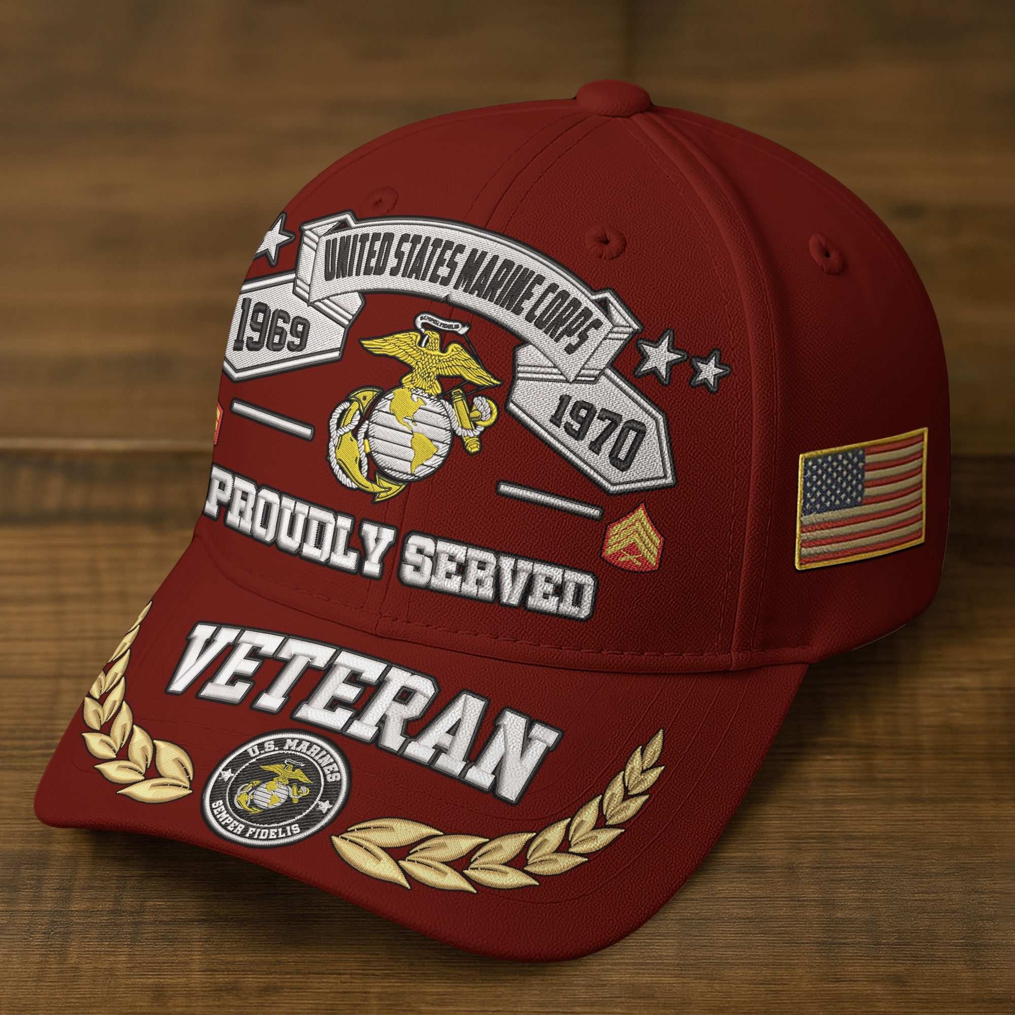Premium Embroidered US Veterans Hats BPHN080711, Custom Rank & Years Of Sevice, Gift for US Veterans, Gift on Veterans Day