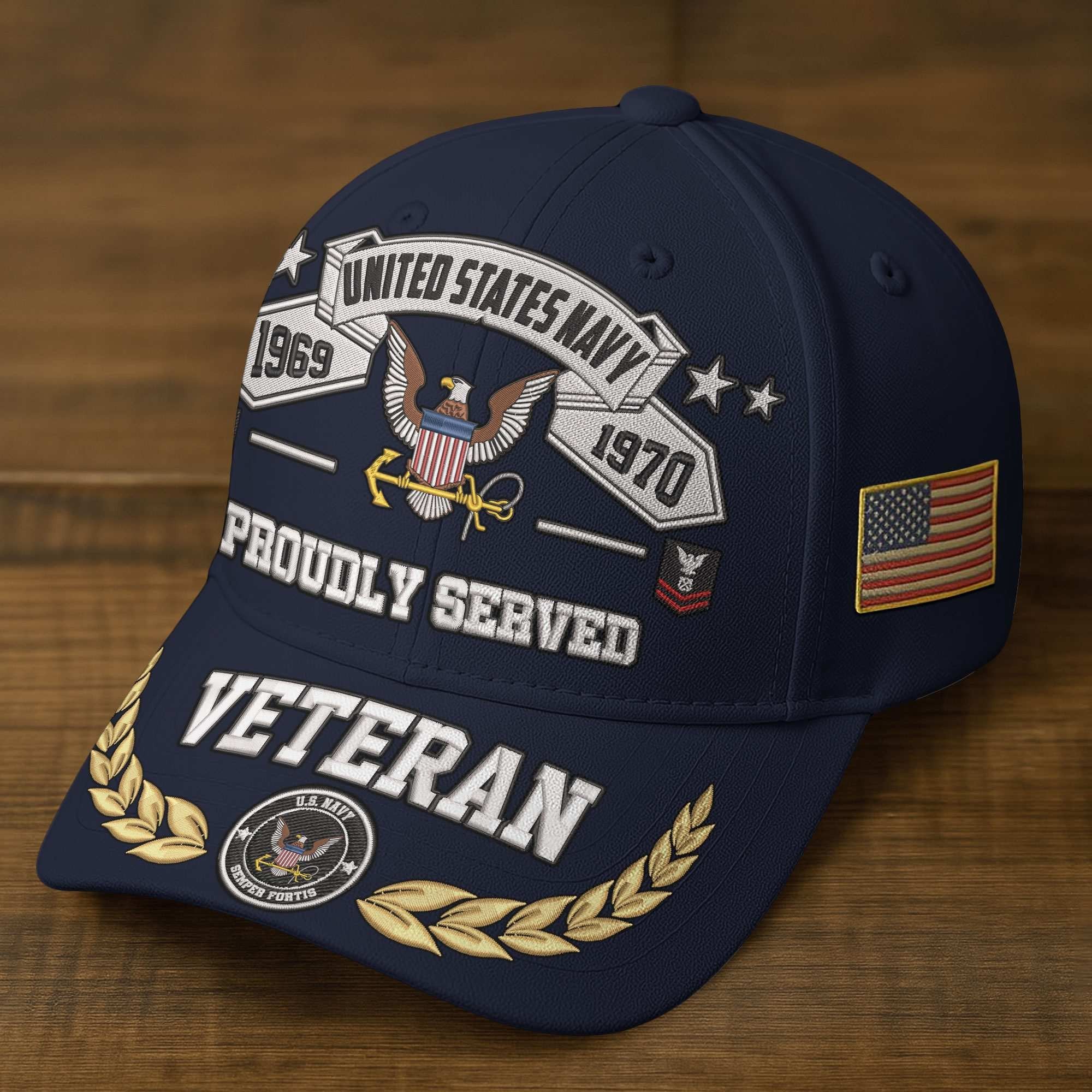 Premium Embroidered US Veterans Hats BPHN080711, Custom Rank & Years Of Sevice, Gift for US Veterans, Gift on Veterans Day