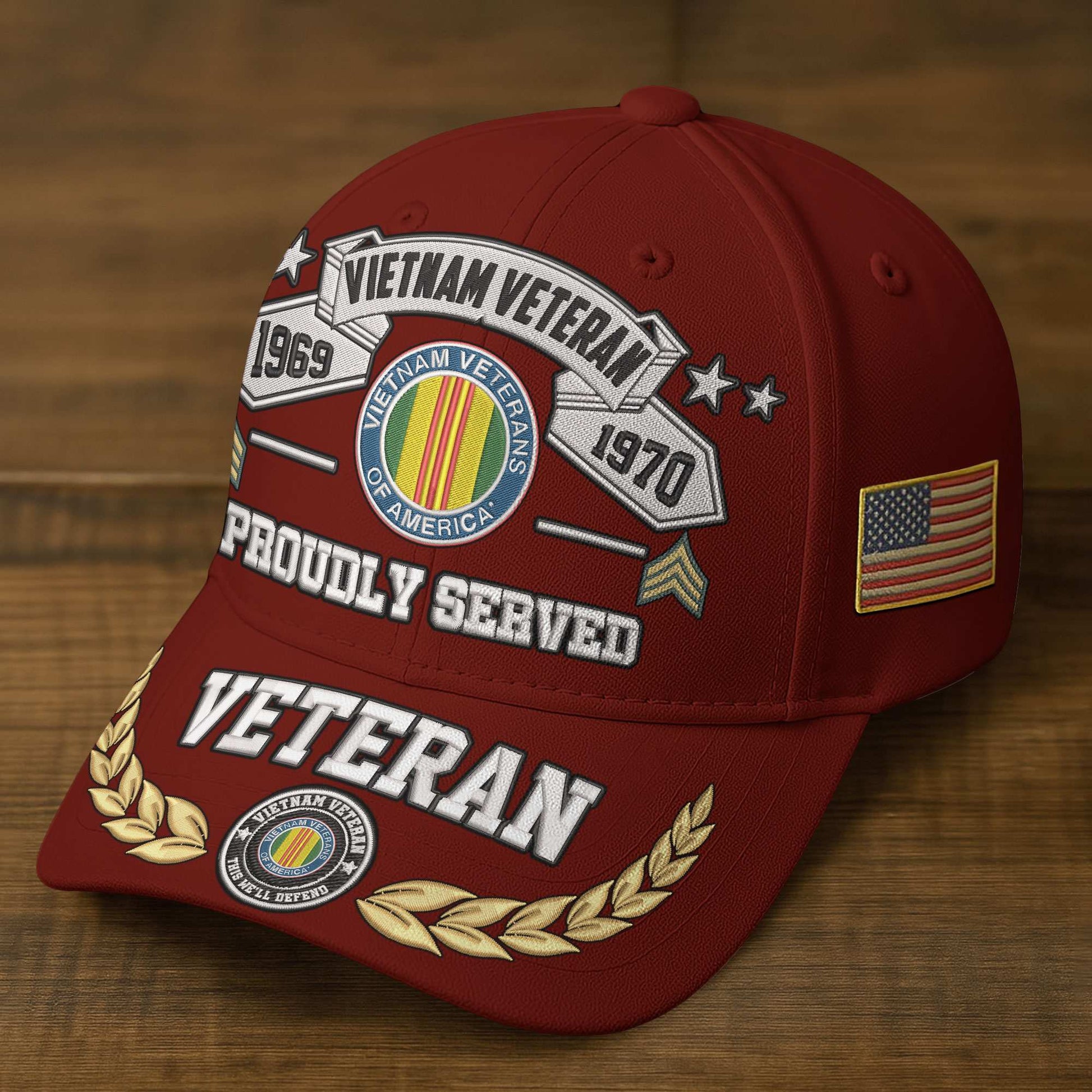 Premium Embroidered US Veterans Hats BPHN080711, Custom Rank & Years Of Sevice, Gift for US Veterans, Gift on Veterans Day