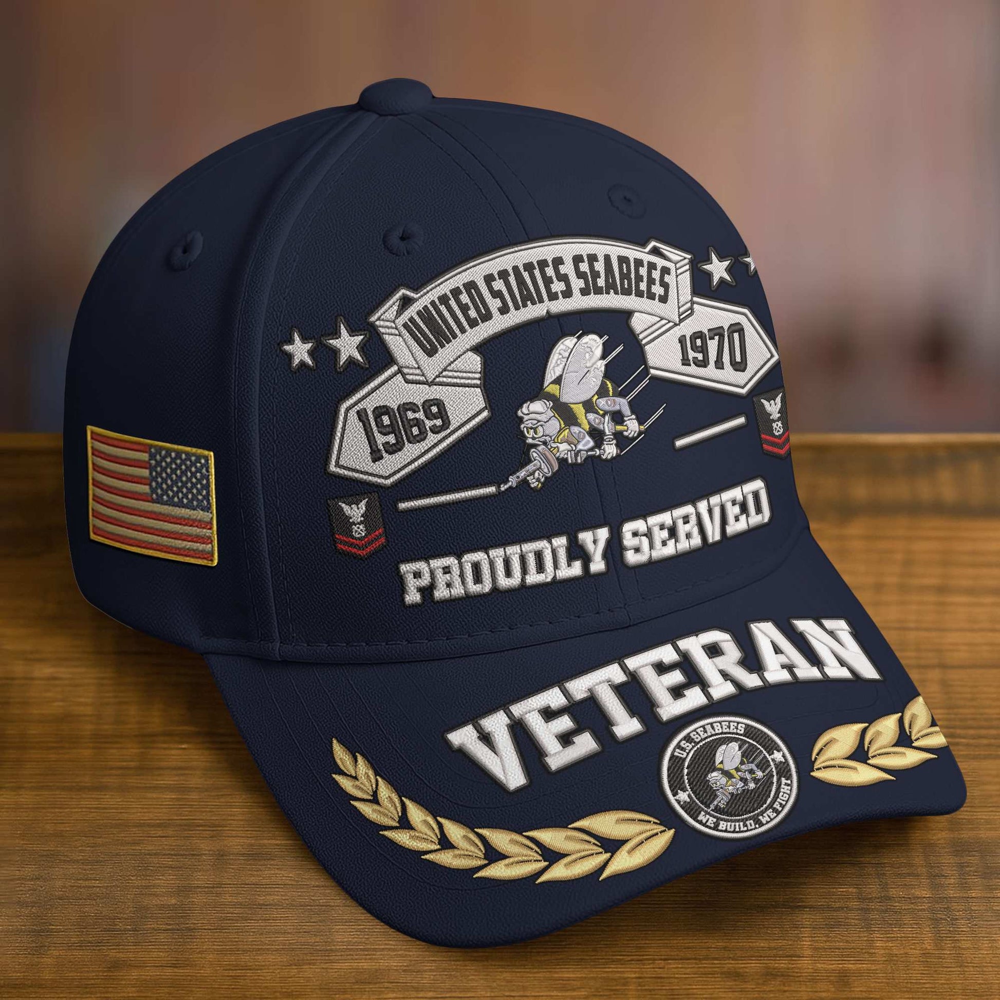 Premium Embroidered US Veterans Hats BPHN080711, Custom Rank & Years Of Sevice, Gift for US Veterans, Gift on Veterans Day