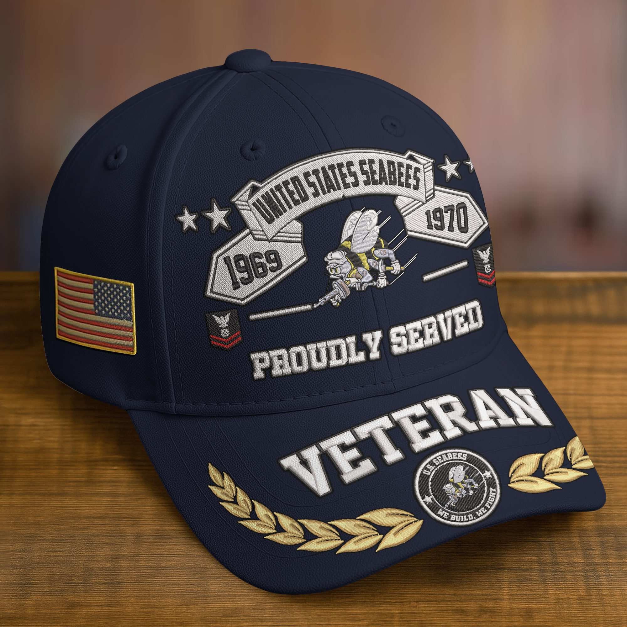 Premium Embroidered US Veterans Hats BPHN080711, Custom Rank & Years Of Sevice, Gift for US Veterans, Gift on Veterans Day