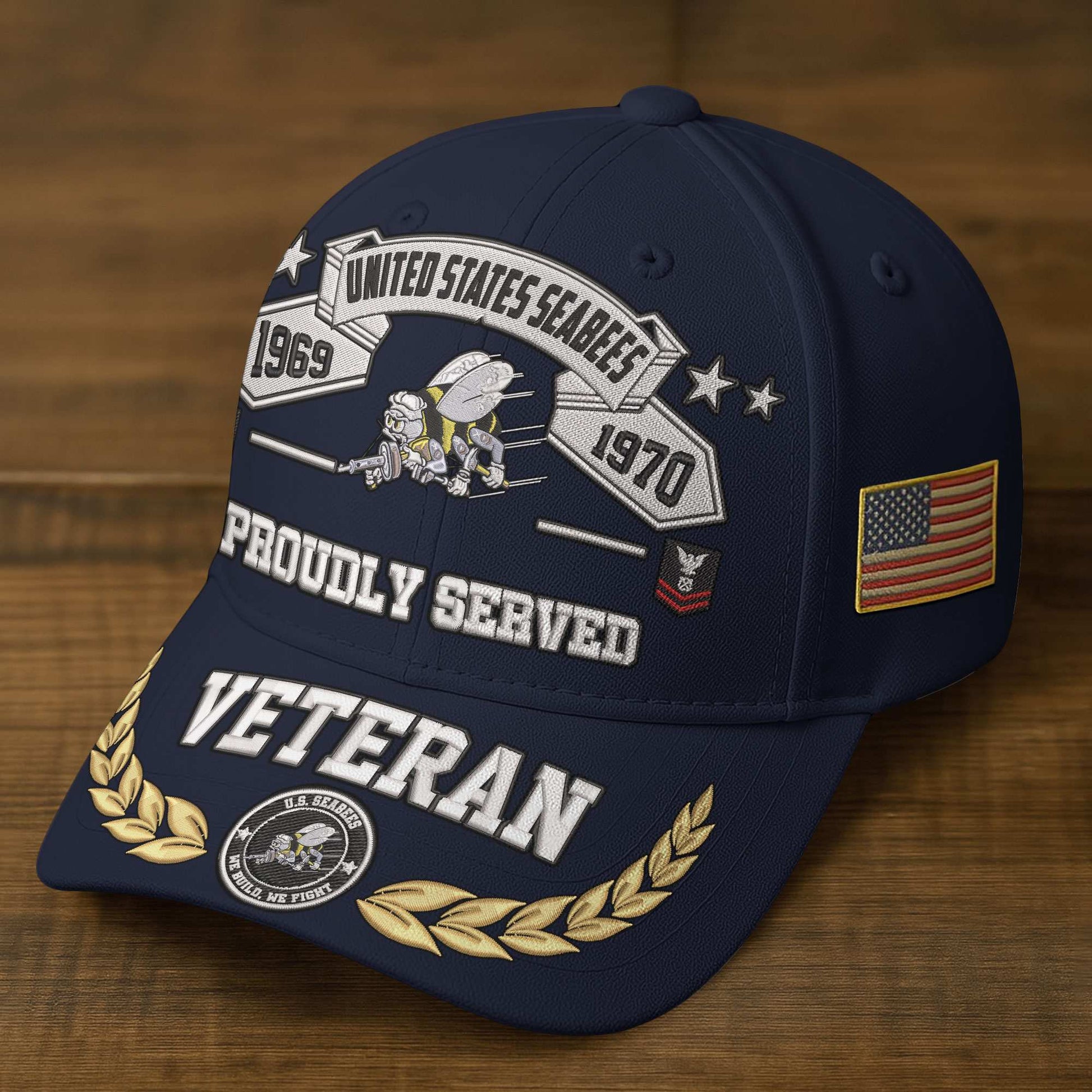 Premium Embroidered US Veterans Hats BPHN080711, Custom Rank & Years Of Sevice, Gift for US Veterans, Gift on Veterans Day