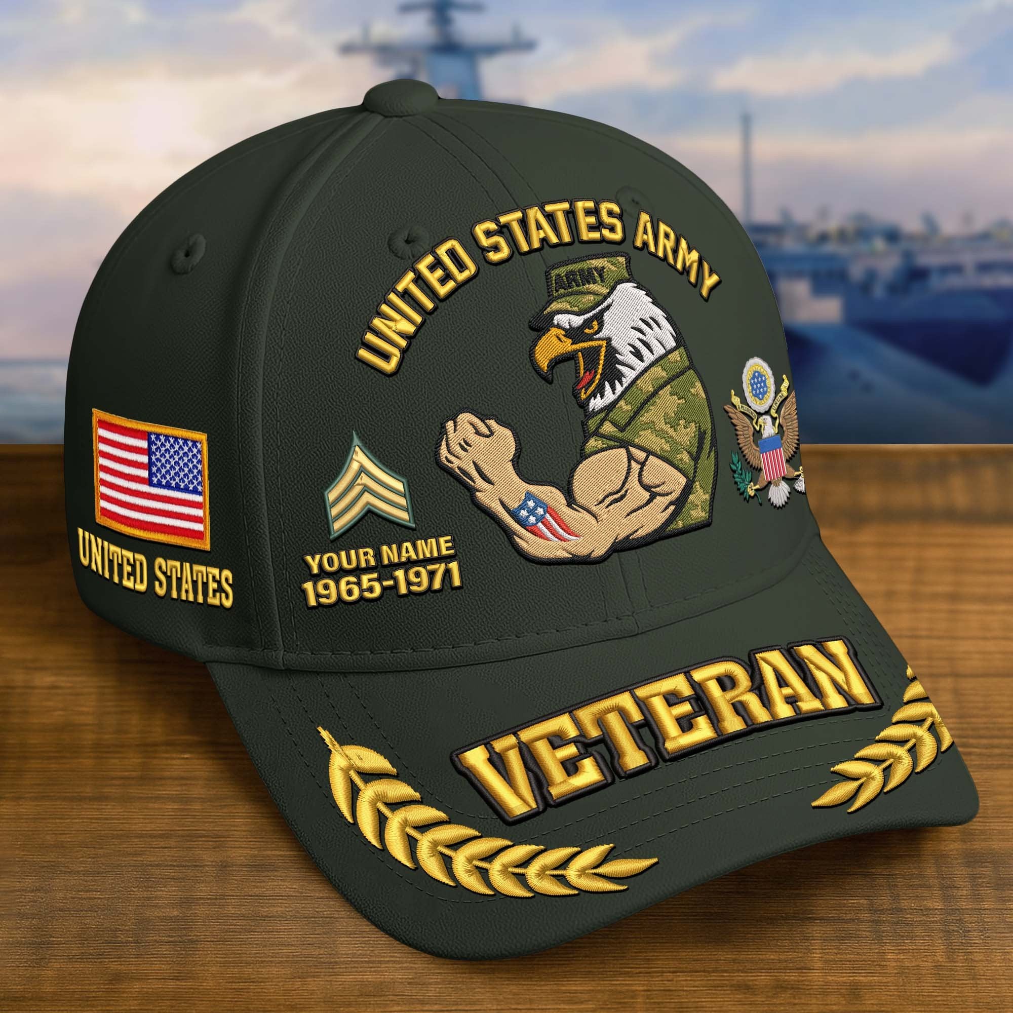 Premium Embroidered US Veterans Hats CPVC090703, Custom Name, Rank & Years Of Sevice, Gift for US Veterans, Gift on Veterans Day