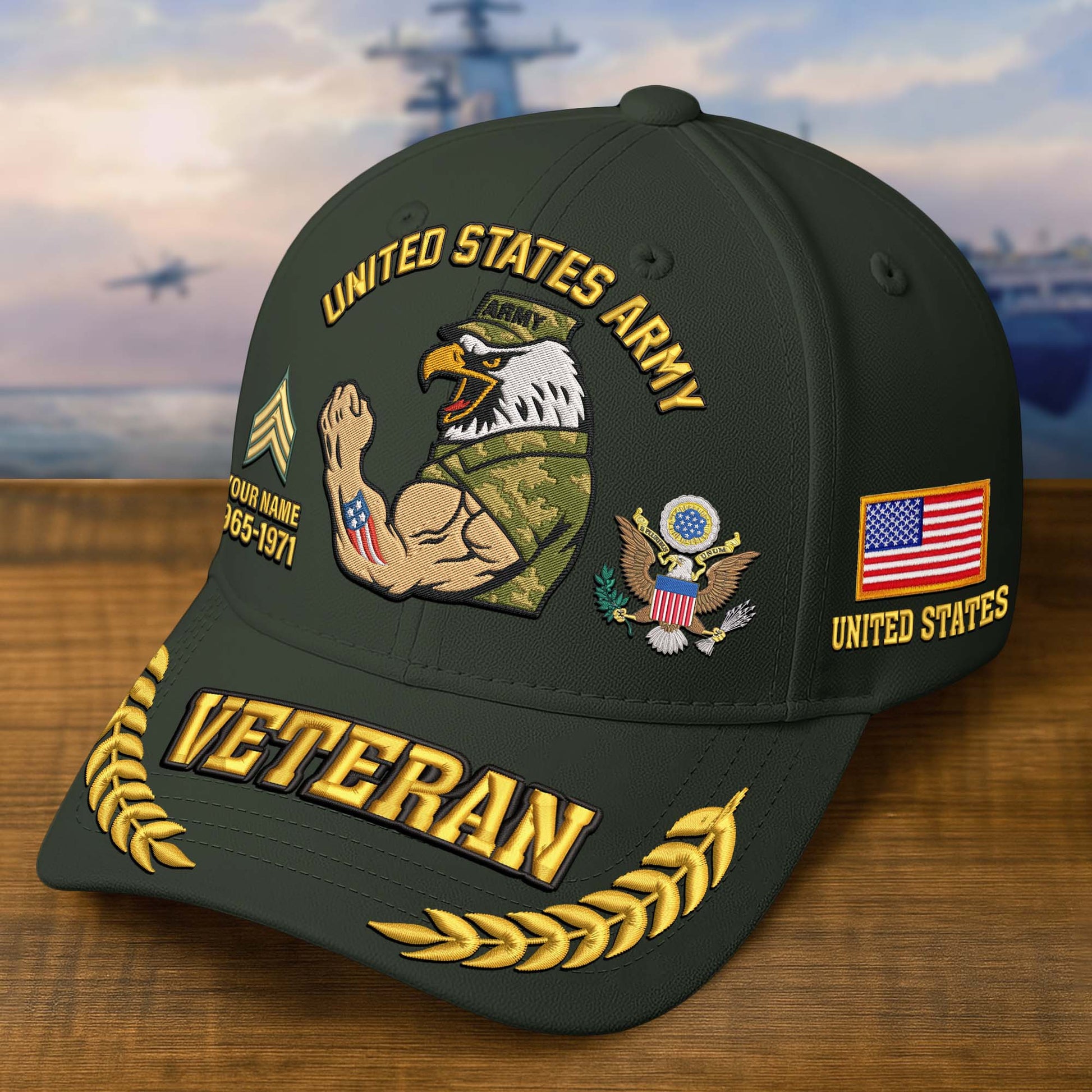 Premium Embroidered US Veterans Hats CPVC090703, Custom Name, Rank & Years Of Sevice, Gift for US Veterans, Gift on Veterans Day
