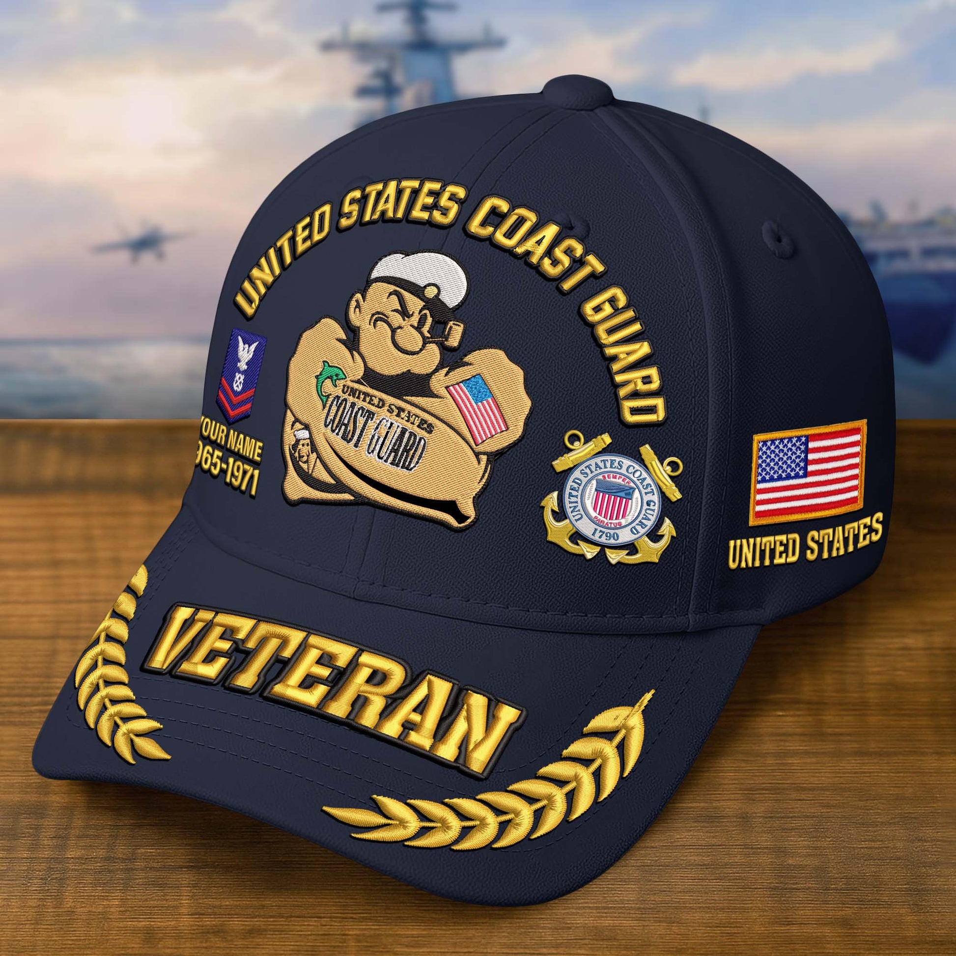 Premium Embroidered US Veterans Hats CPVC090703, Custom Name, Rank & Years Of Sevice, Gift for US Veterans, Gift on Veterans Day