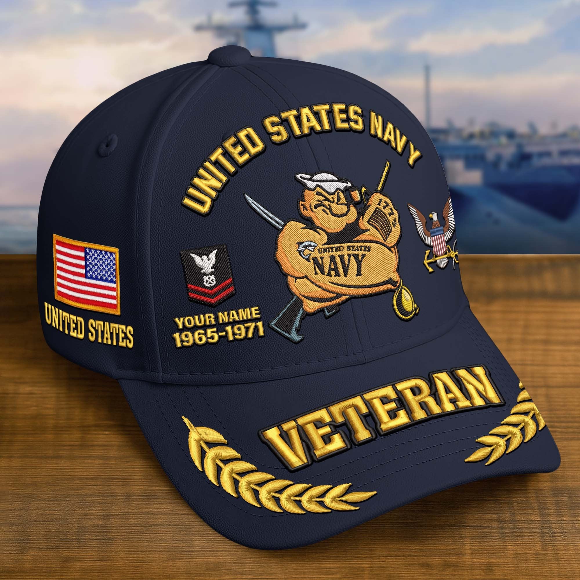 Premium Embroidered US Veterans Hats CPVC090703, Custom Name, Rank & Years Of Sevice, Gift for US Veterans, Gift on Veterans Day