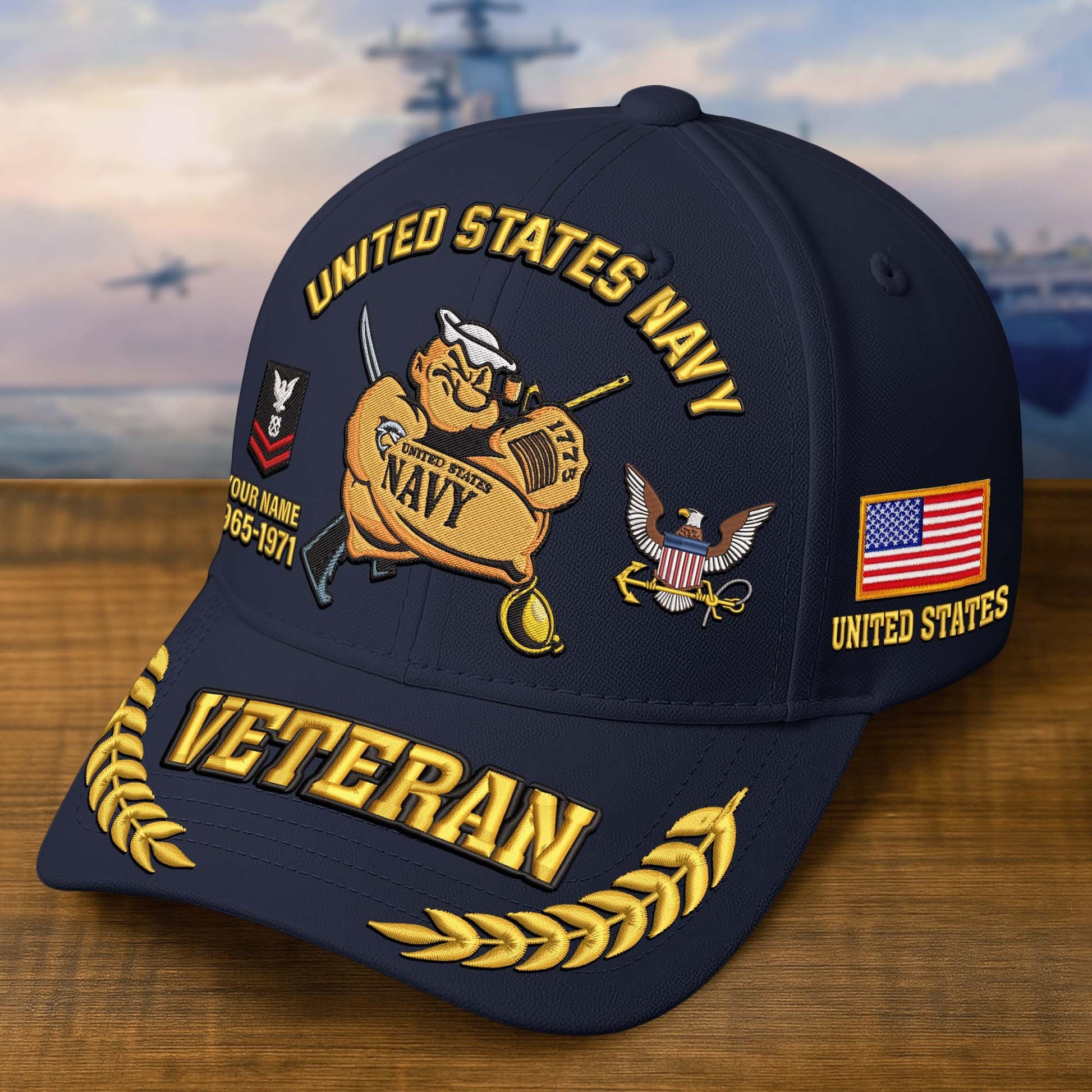 Premium Embroidered US Veterans Hats CPVC090703, Custom Name, Rank & Years Of Sevice, Gift for US Veterans, Gift on Veterans Day