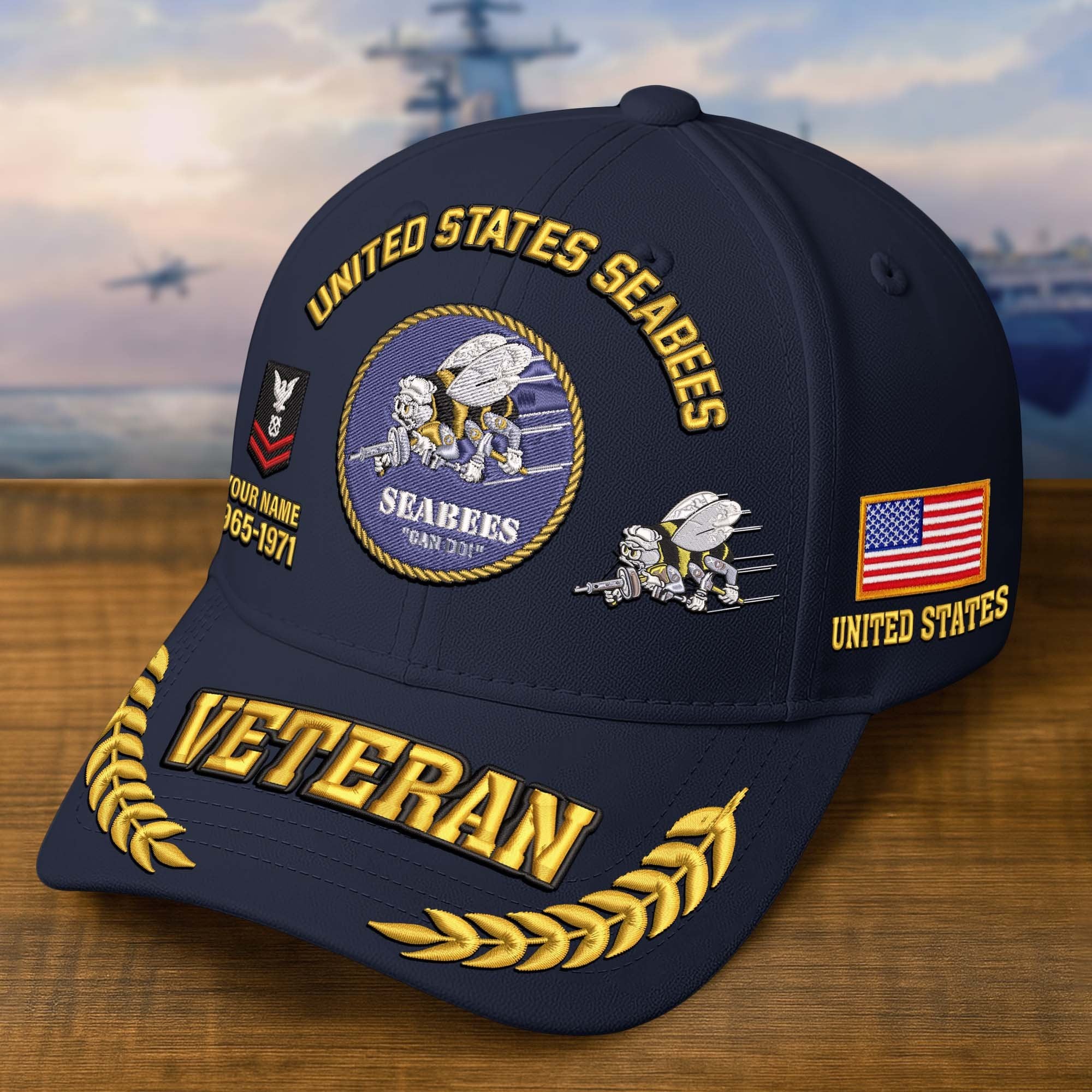 Premium Embroidered US Veterans Hats CPVC090703, Custom Name, Rank & Years Of Sevice, Gift for US Veterans, Gift on Veterans Day
