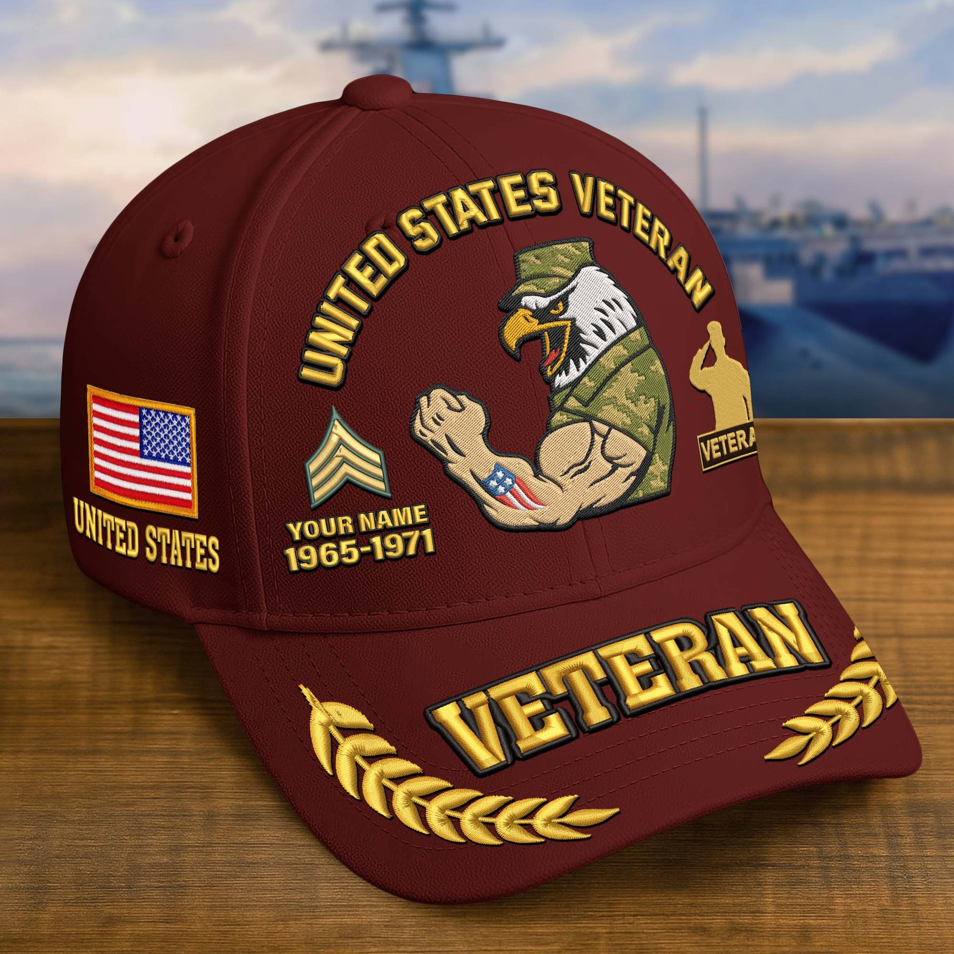 Premium Embroidered US Veterans Hats CPVC090703, Custom Name, Rank & Years Of Sevice, Gift for US Veterans, Gift on Veterans Day