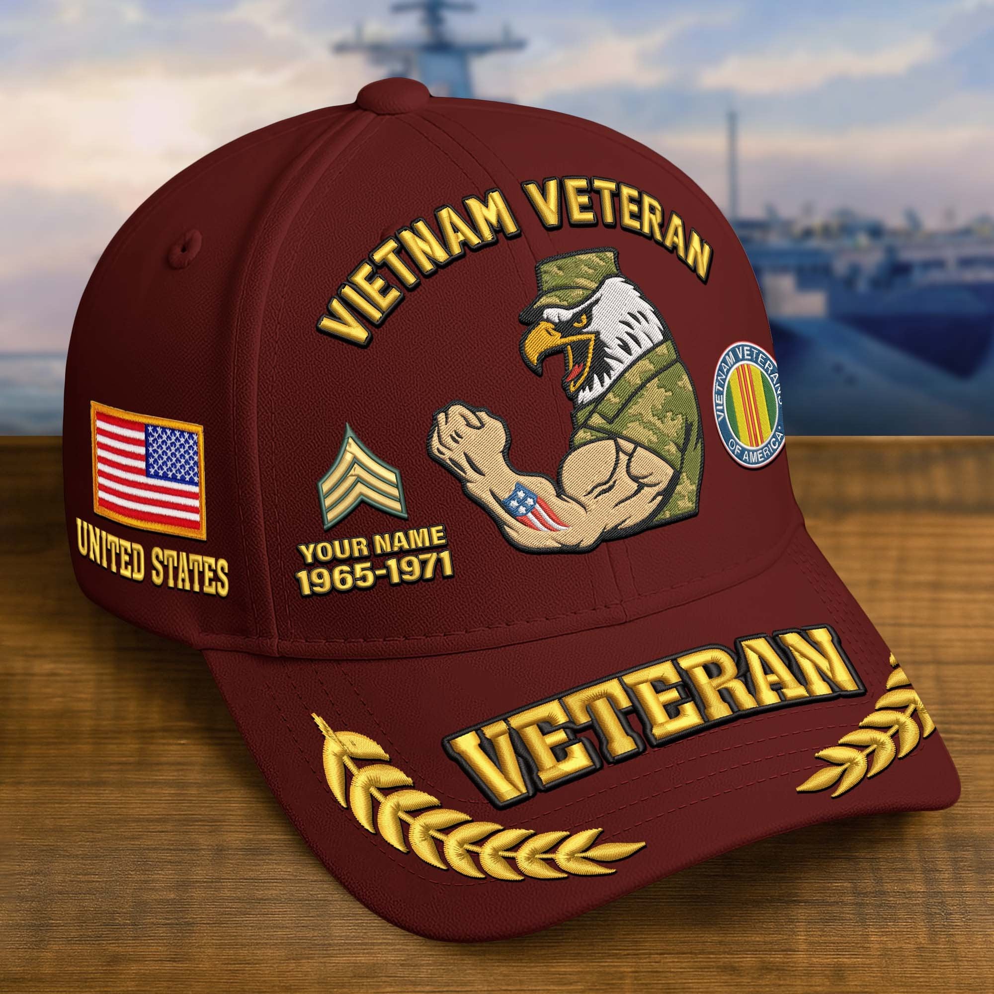 Premium Embroidered US Veterans Hats CPVC090703, Custom Name, Rank & Years Of Sevice, Gift for US Veterans, Gift on Veterans Day